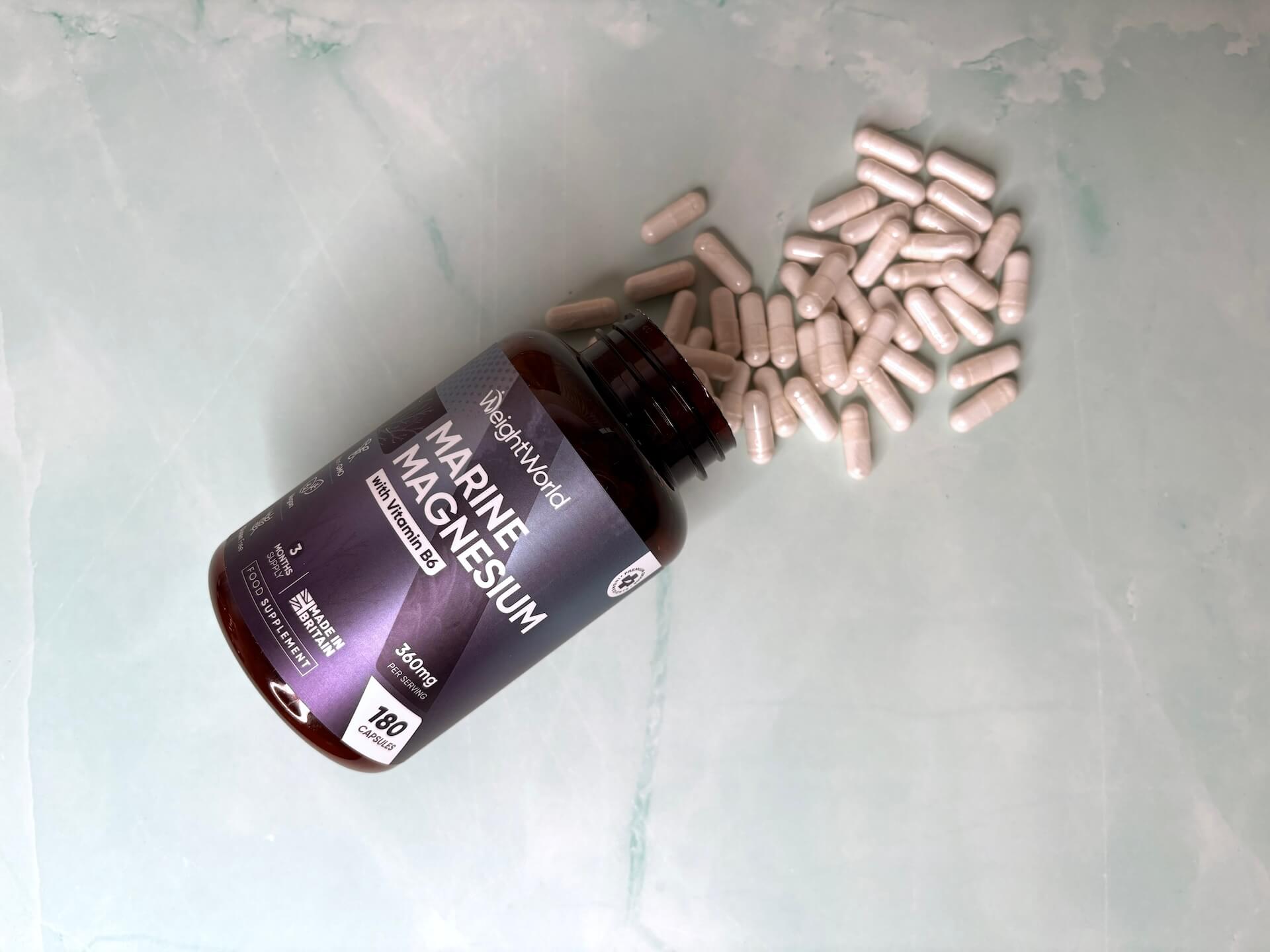 Åben WeightWorld Marine Magnesium + B6 på bord