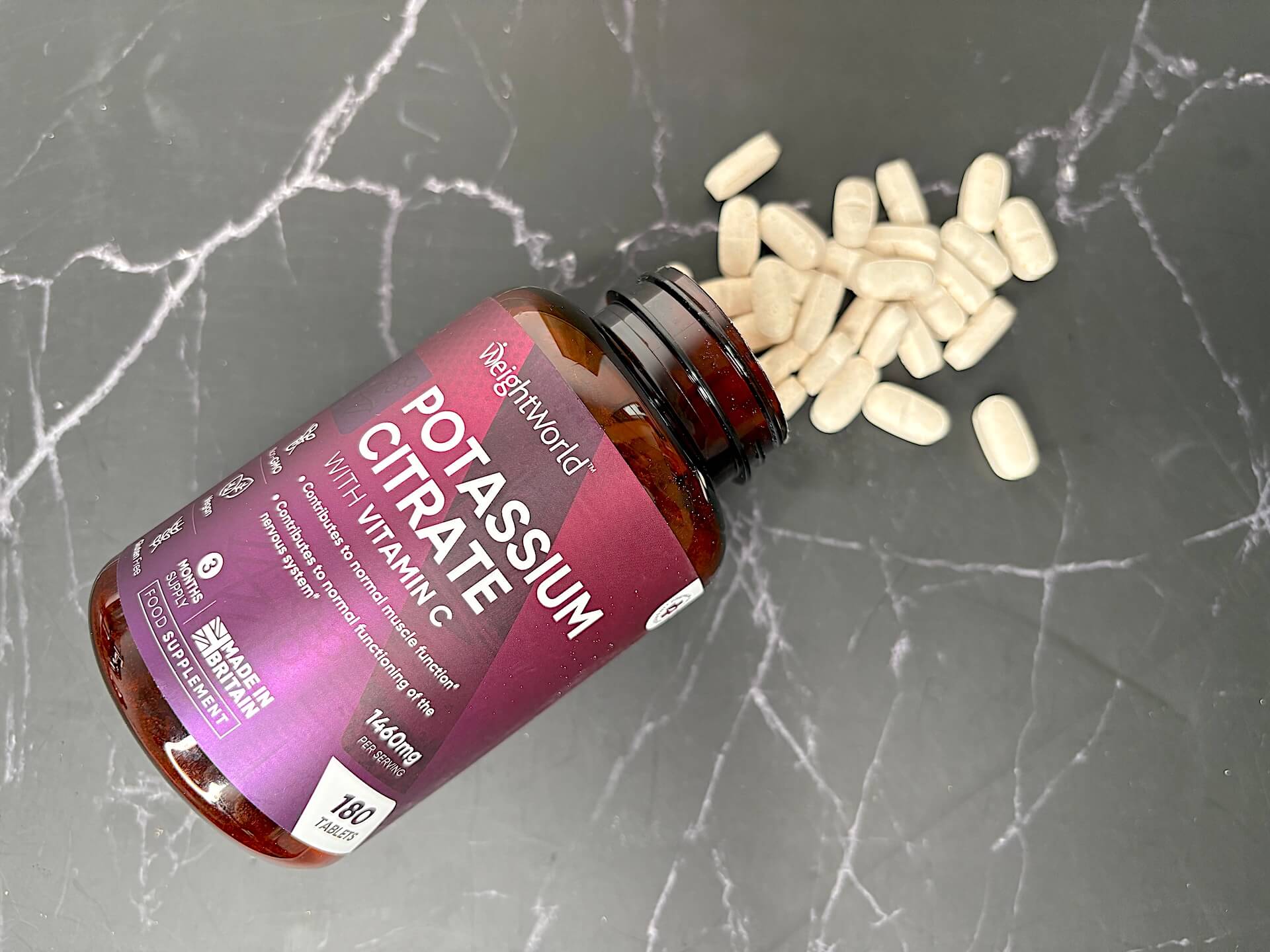 Åben WeightWorld Potassium Citrate på bord