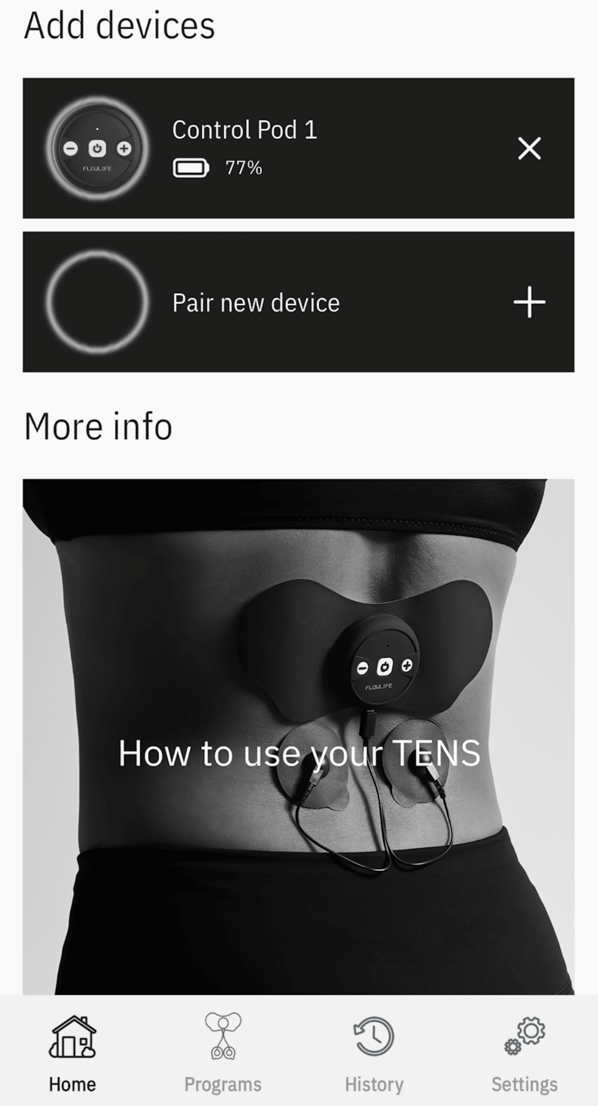 App til Flowlife Flowtens Connect