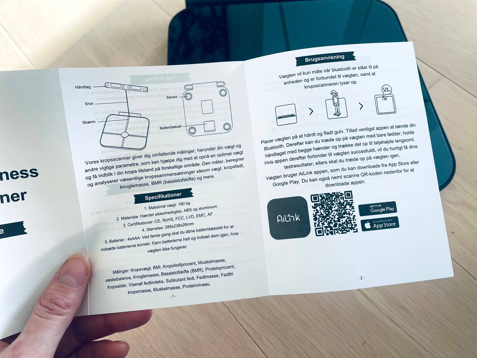 Åben dansk brugsanvisning til Danish Wellness Kropsscanner