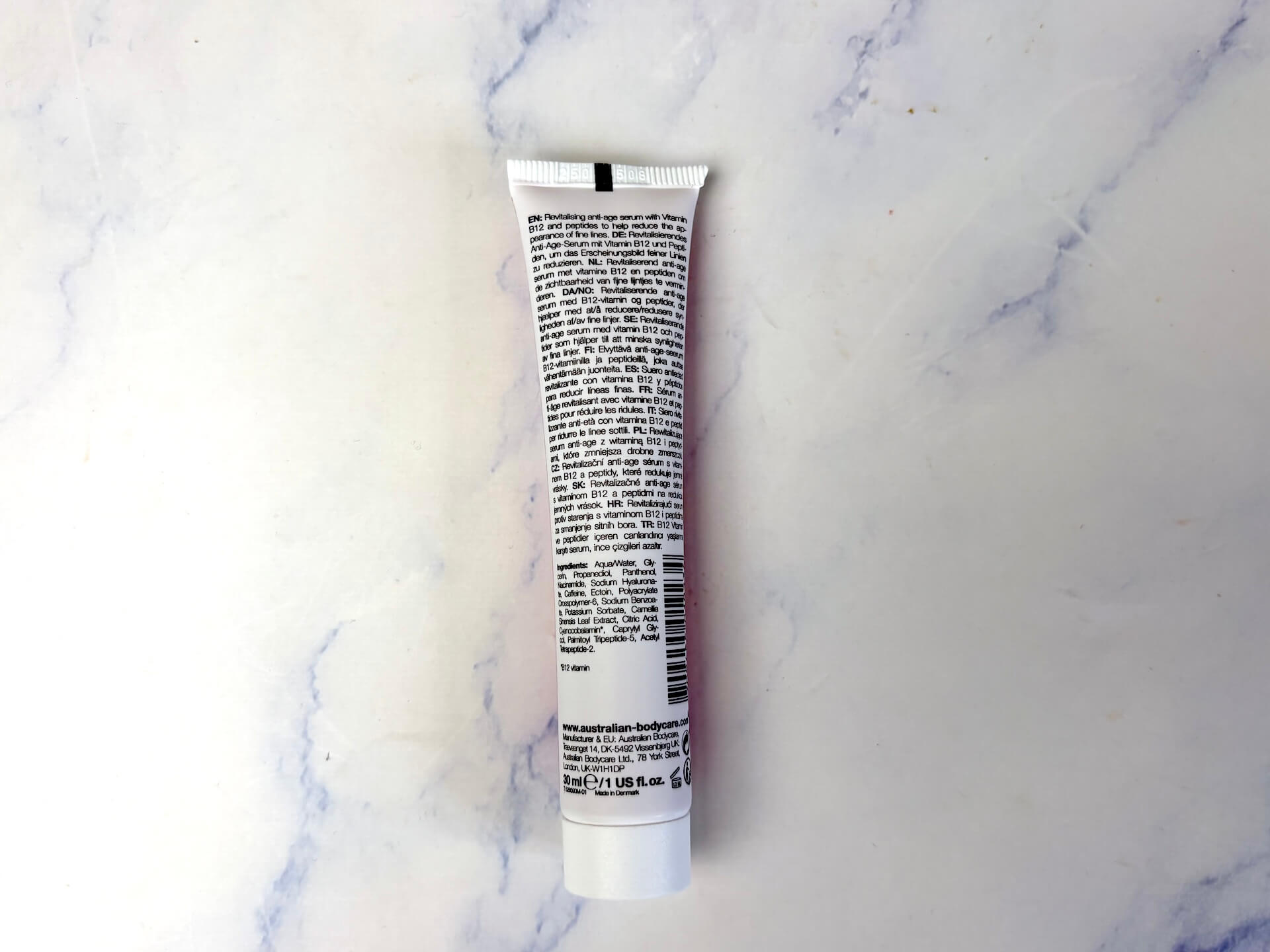 Bagside af Australian Bodycare B12 Anti-Age Serum