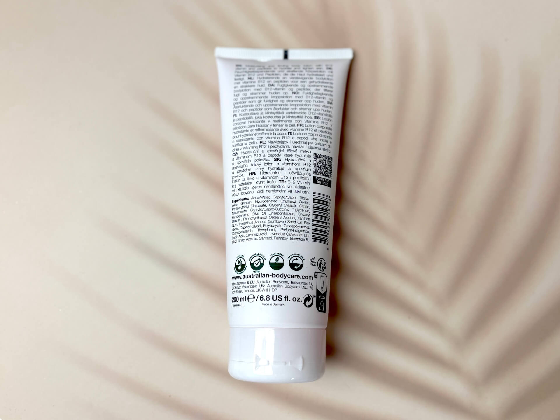 Bagside af Australian Bodycare B12 Body Lotion