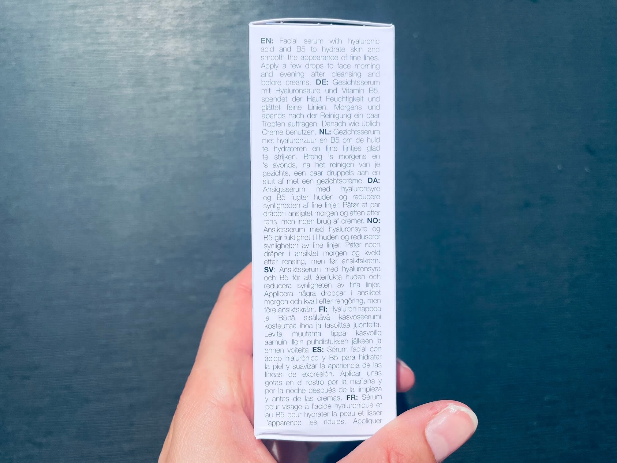 Bagside af Australian Bodycare Hyaluronic Serum æske