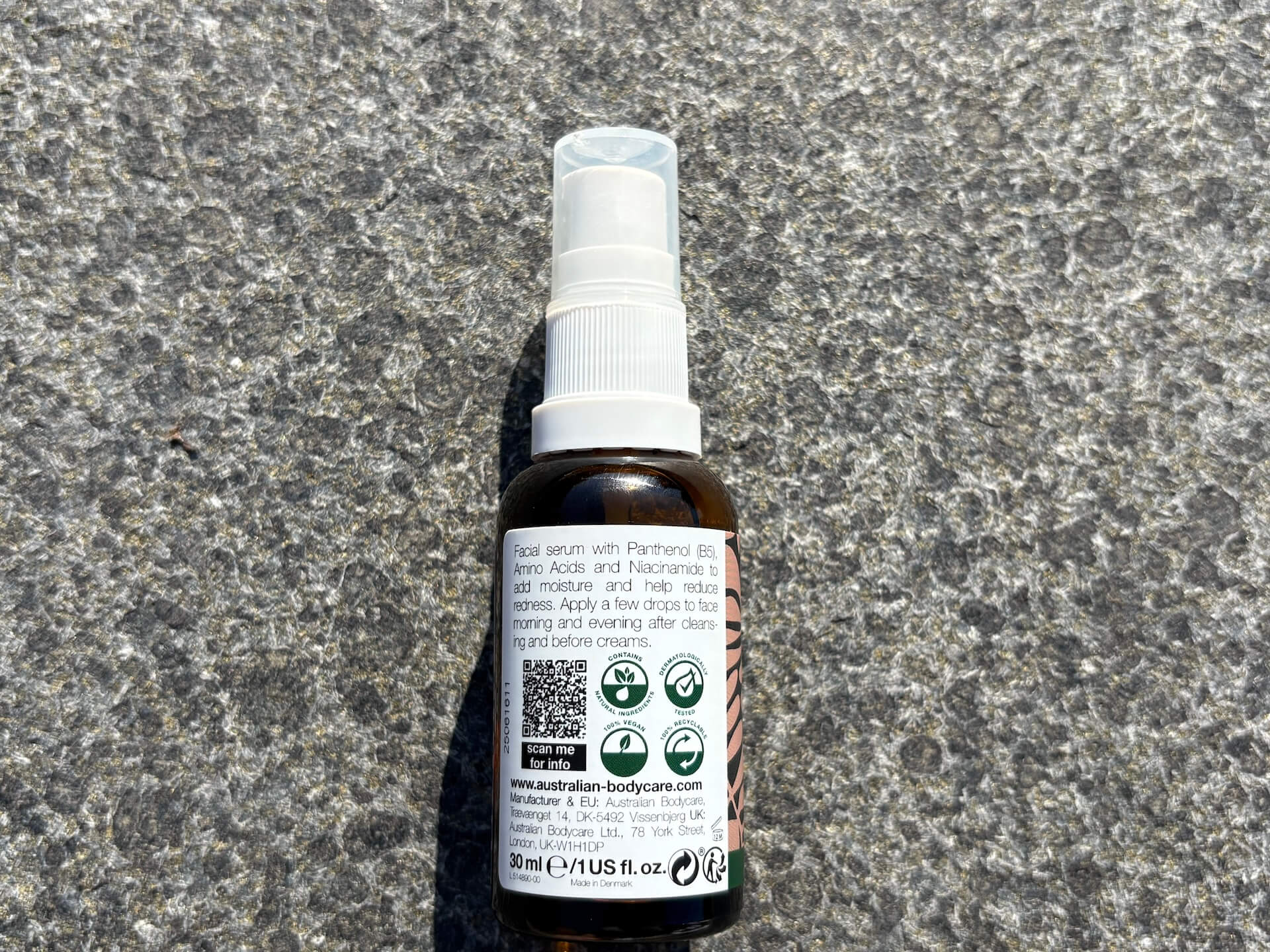 Bagside af Australian Bodycare Panthenol Serum