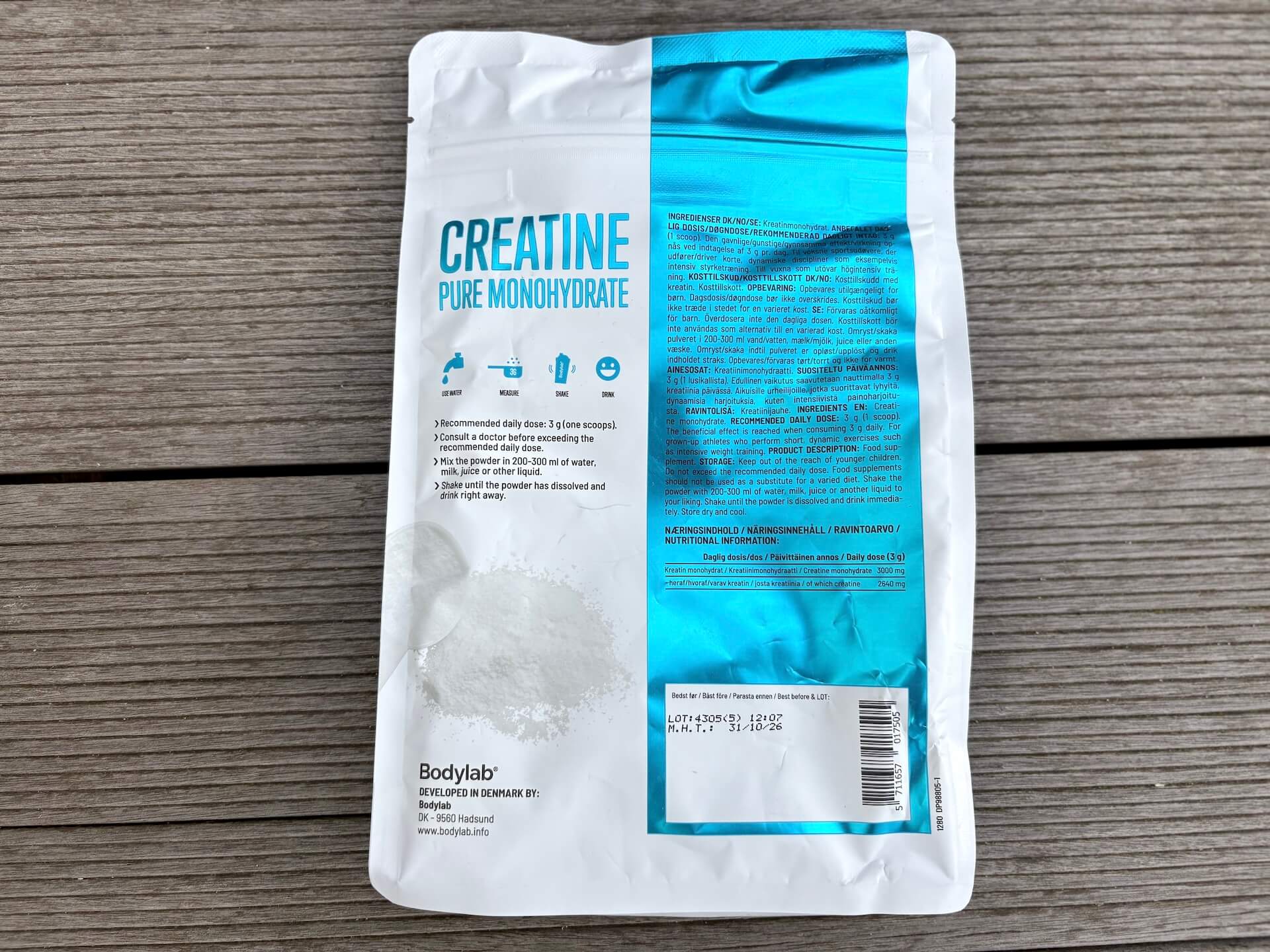 Bagside af Bodylab Creatine