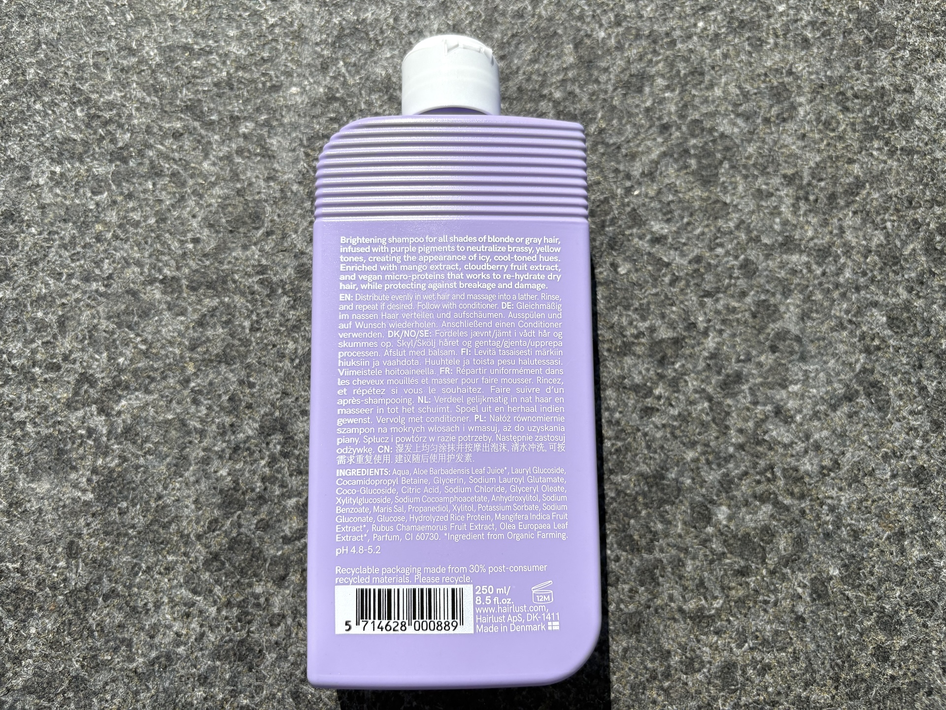 Bagside af Hairlust Enriched Blonde Silver Shampoo