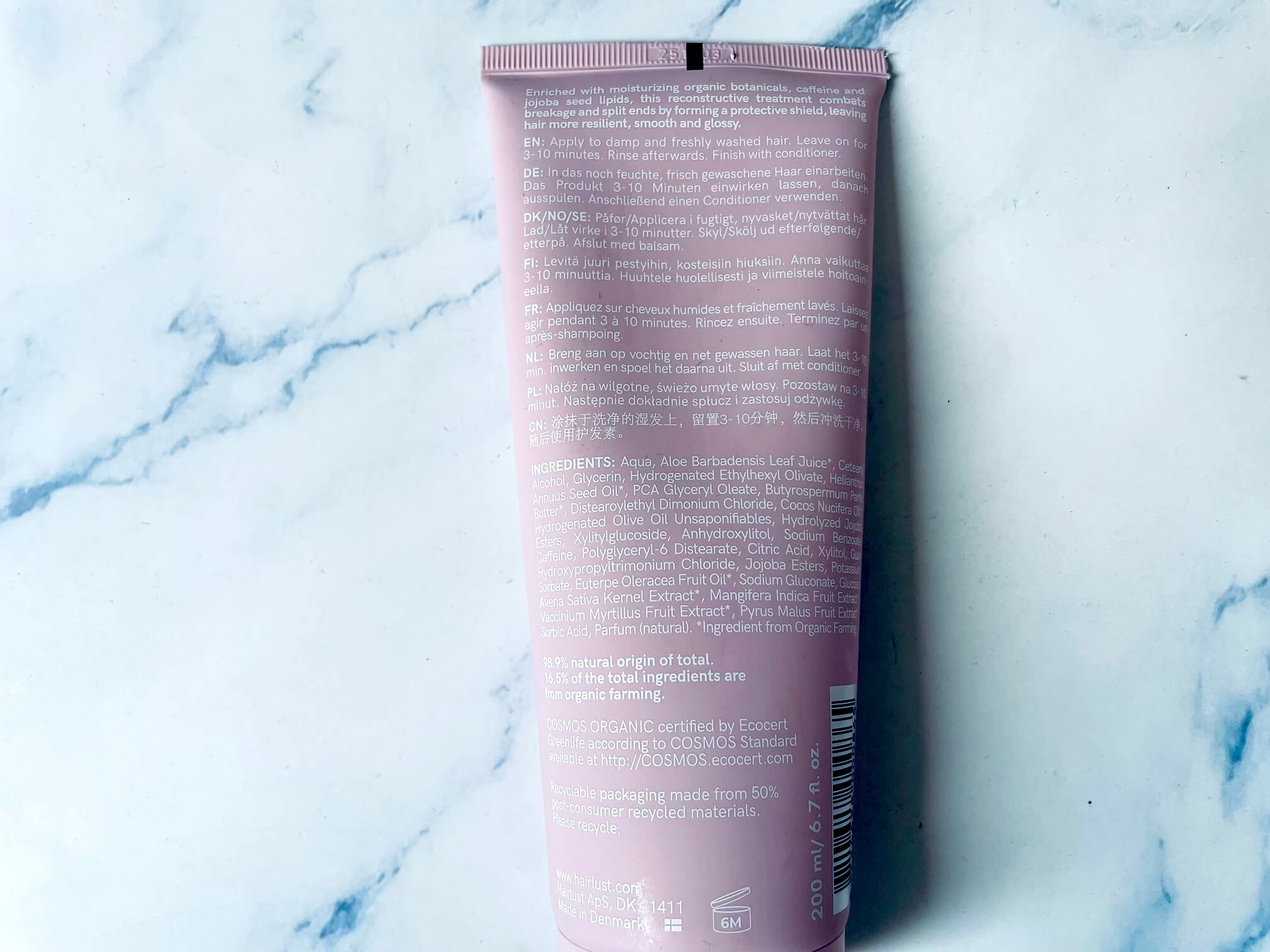Bagside af Hairlust Split Fix hair mask