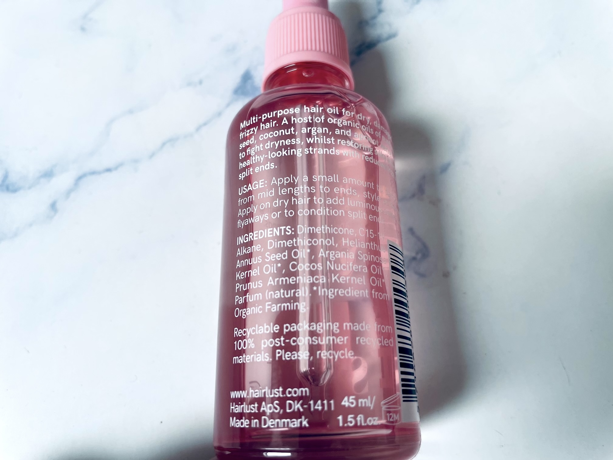 Bagside af Hairlust Split Fix hair oil 