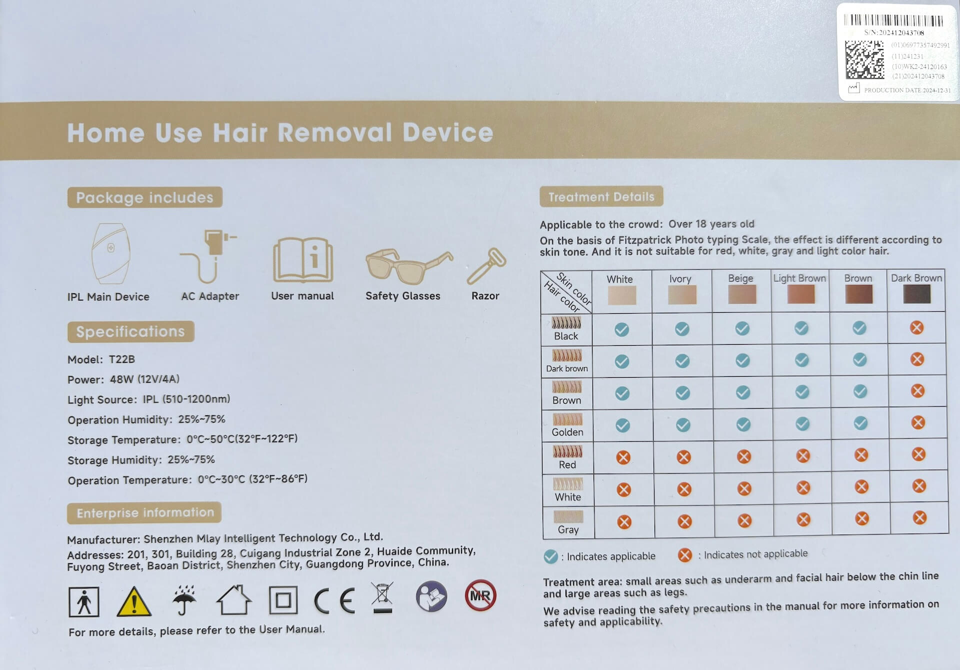 Bagside af kasse med SkySkin IPL Advanced