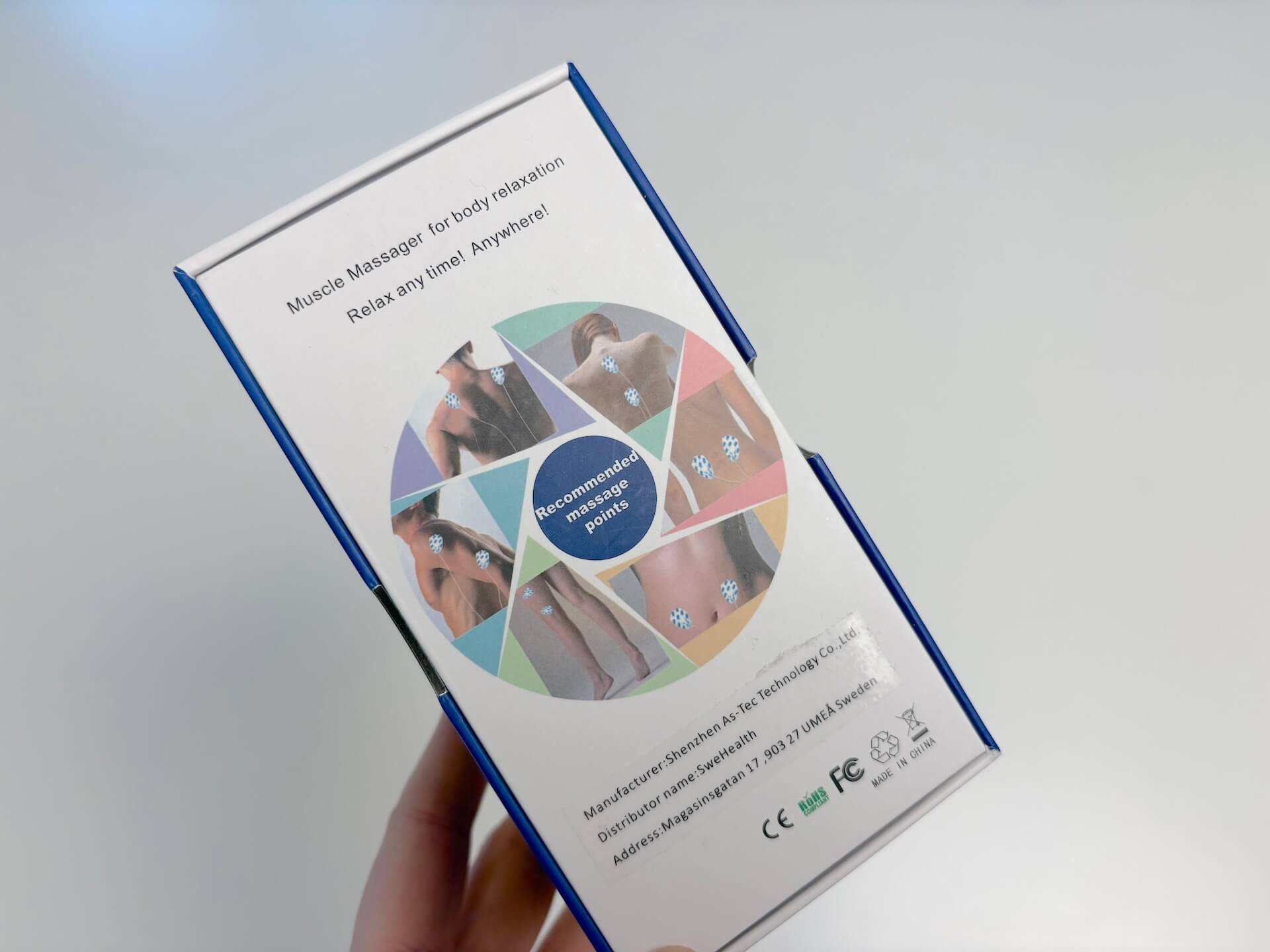 Bagside af kasse med SweHealth SweTens Pocket