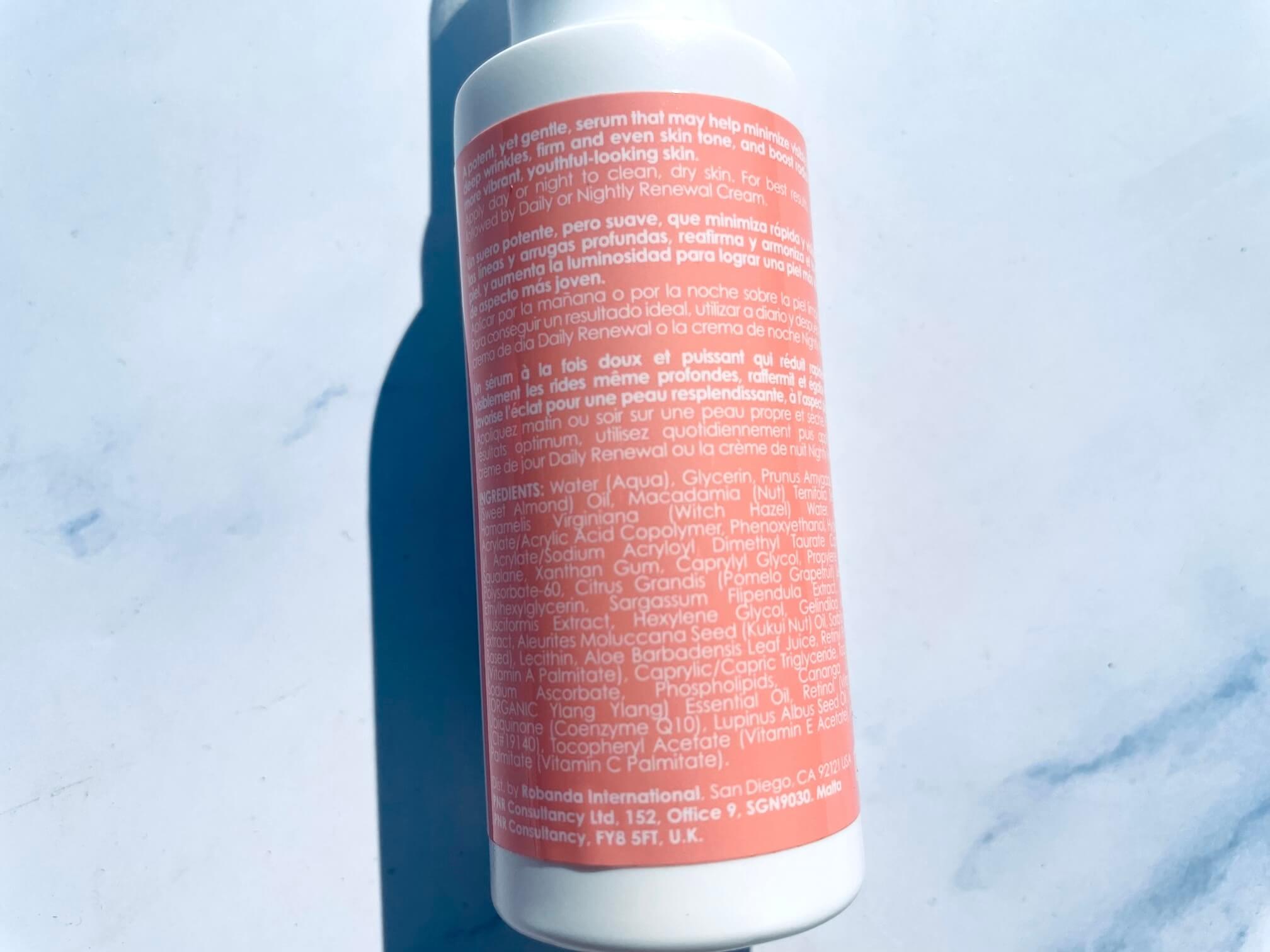 Bagside af Retinol By Robanda Advanced Renewel serum