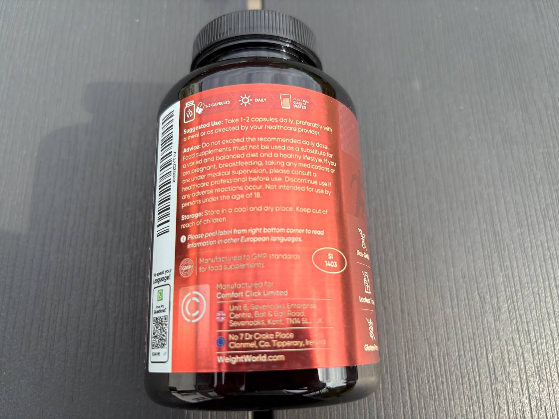 Bagside af WeightWorld Glucosamin, Chondroitin & MSM
