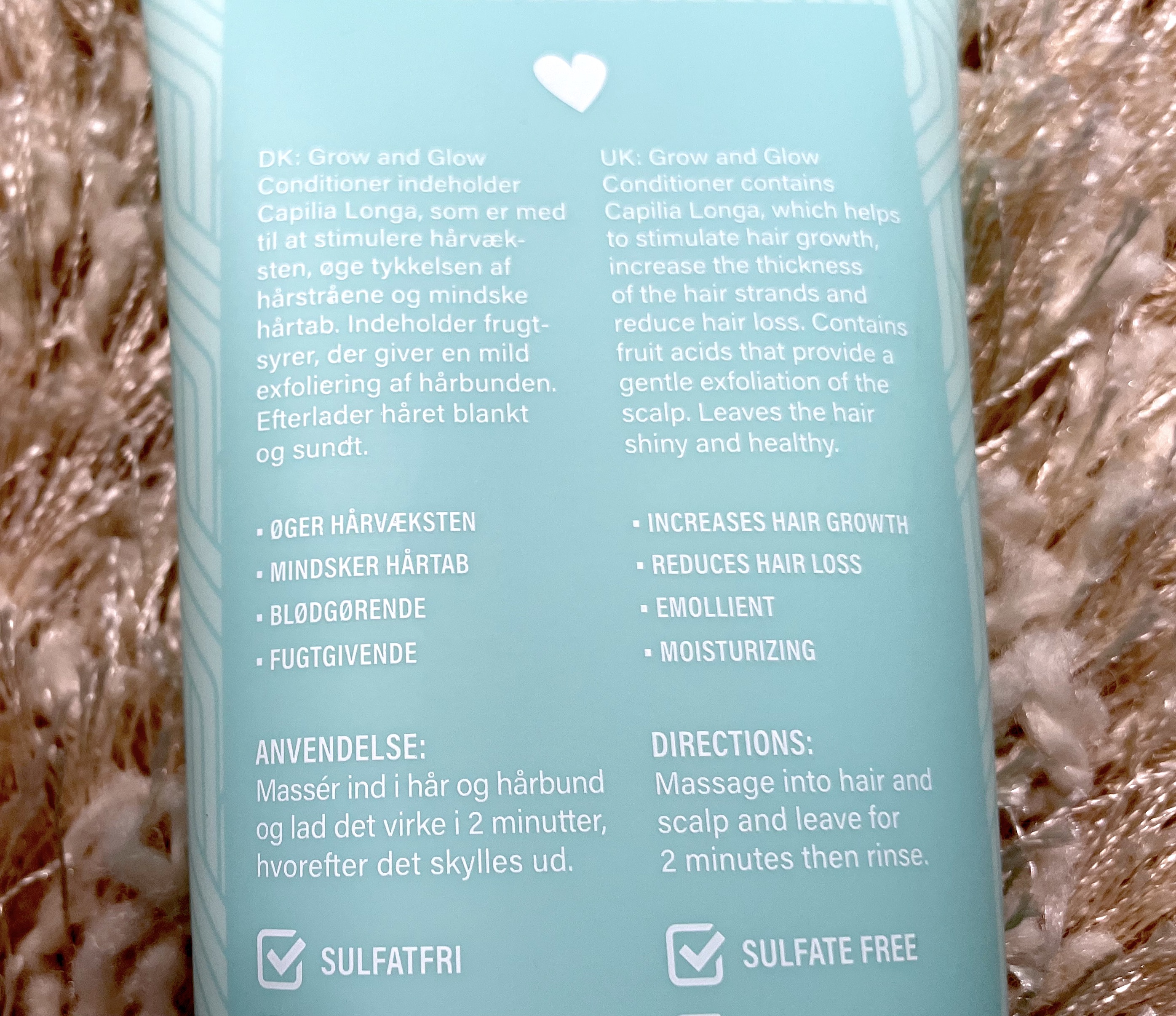 Bagside af Yuaia Haircare Grow and Glow conditioner