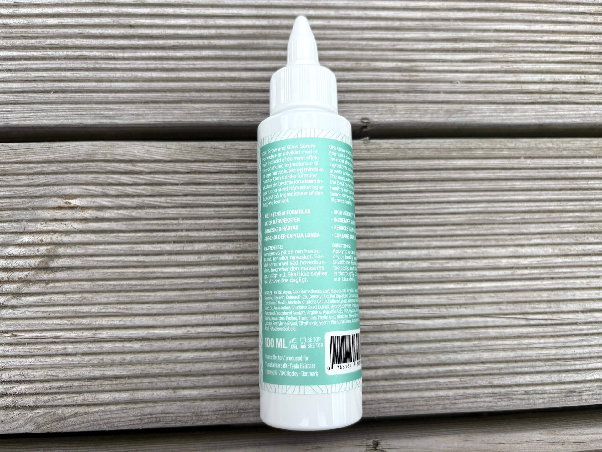Bagside af Yuaia Haircare Grow and Glow Serum Formula+