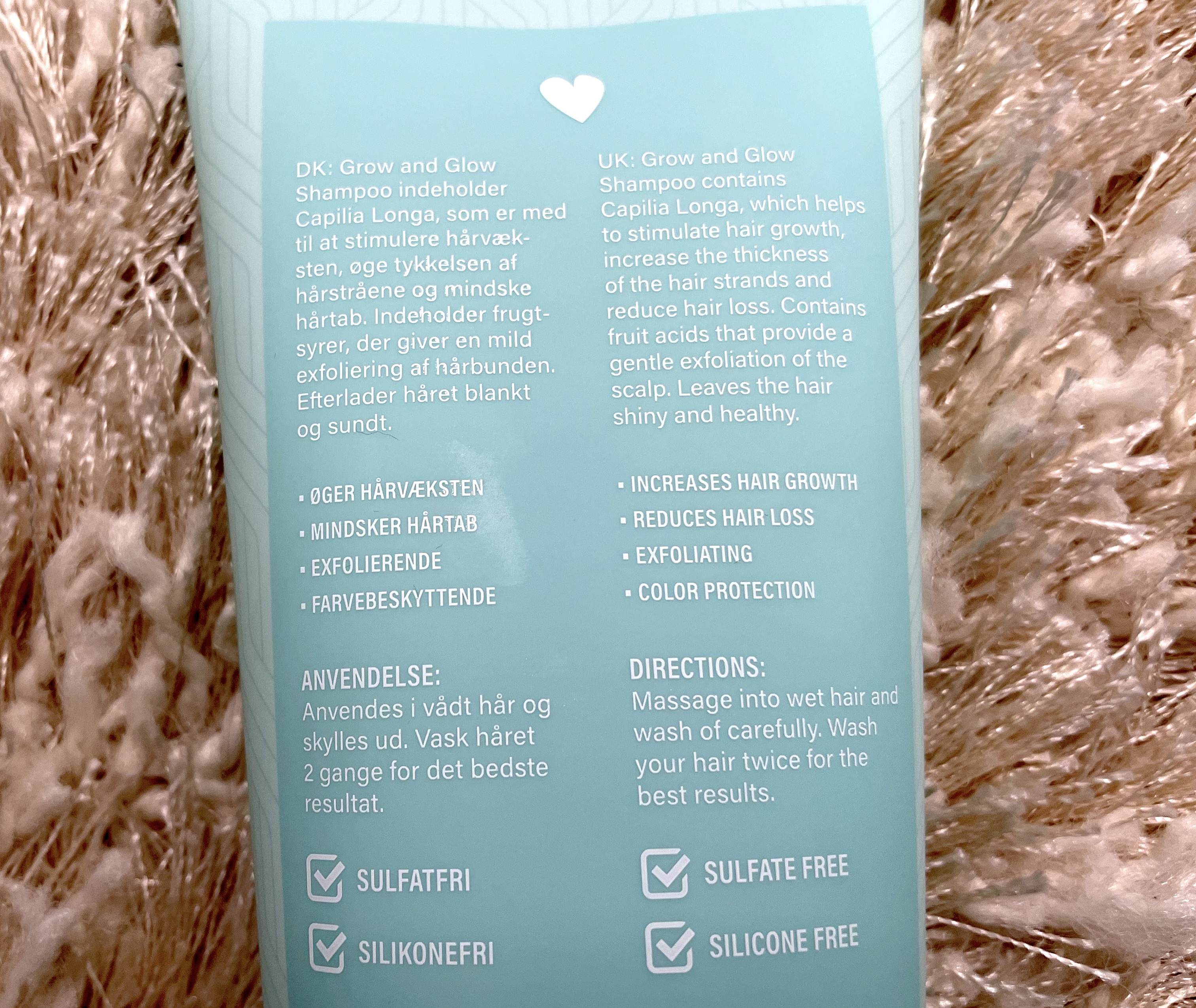 Bagside af Yuaia Haircare Grow And Glow shampoo