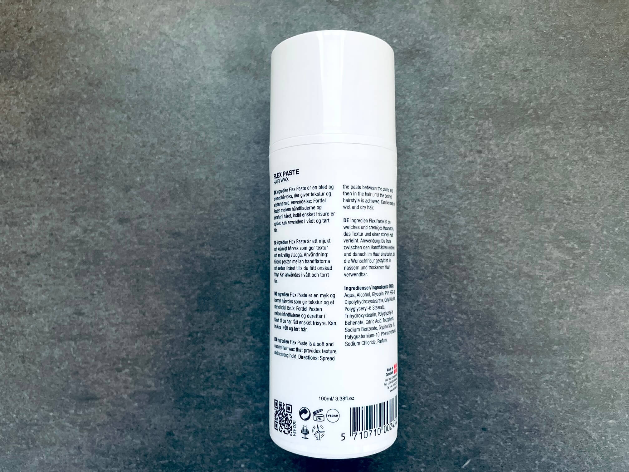 Bagside på Ingredien Flex Paste hårvoks