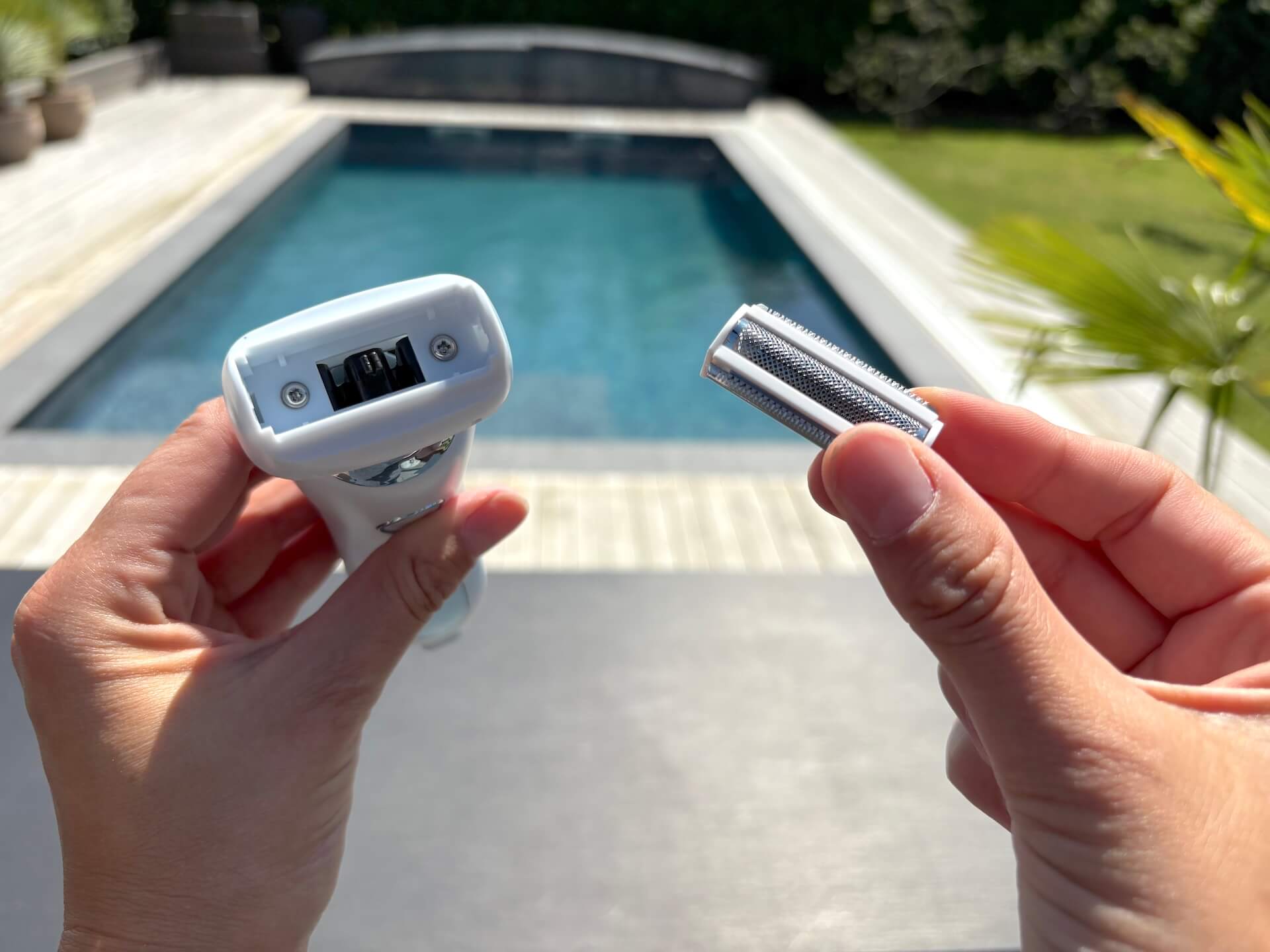 Blade til det rektangulære hoved taget af SkySkin Ladyshaver