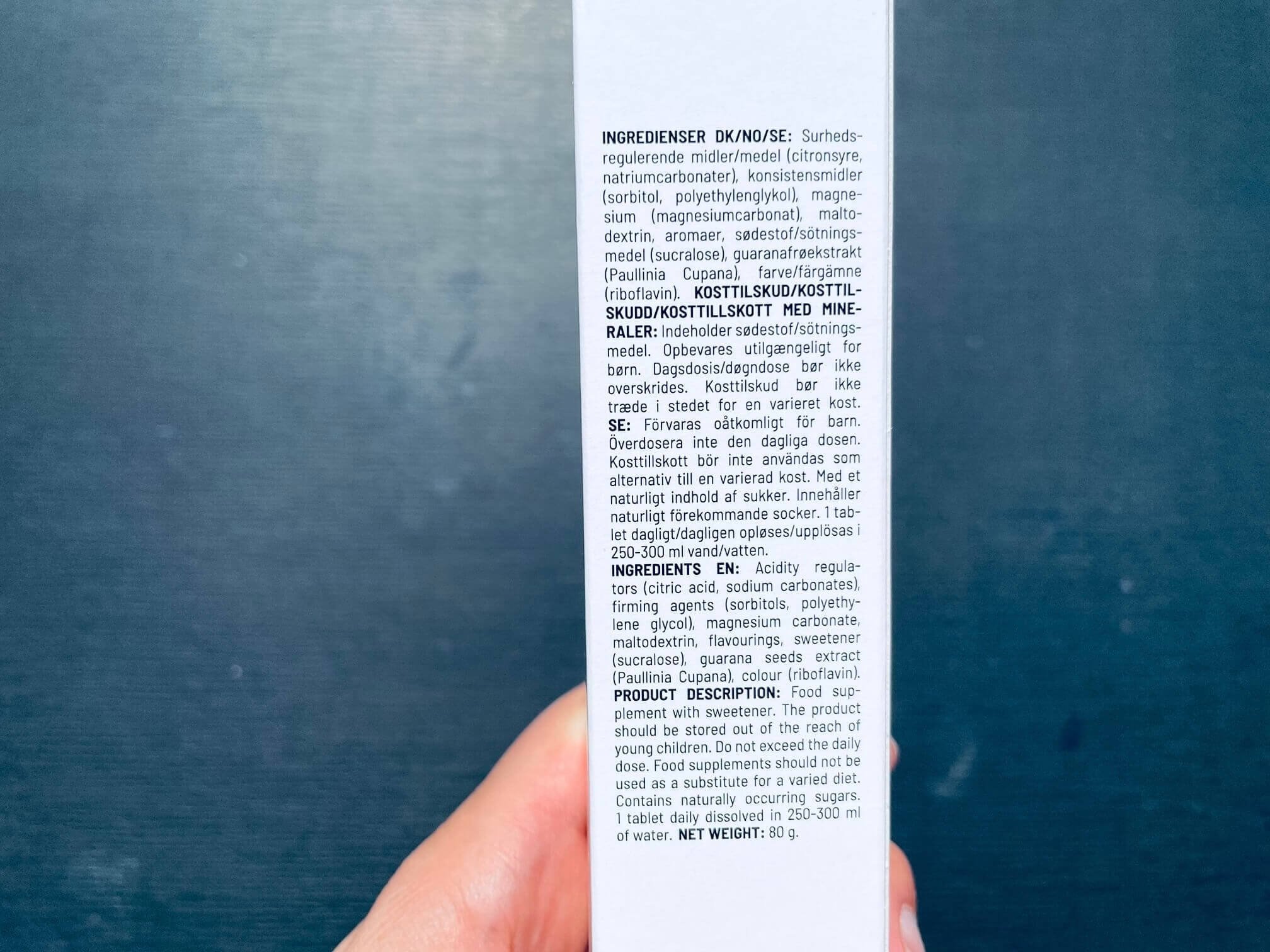 Bodylab Energy Tabs brugsanvisning på æske