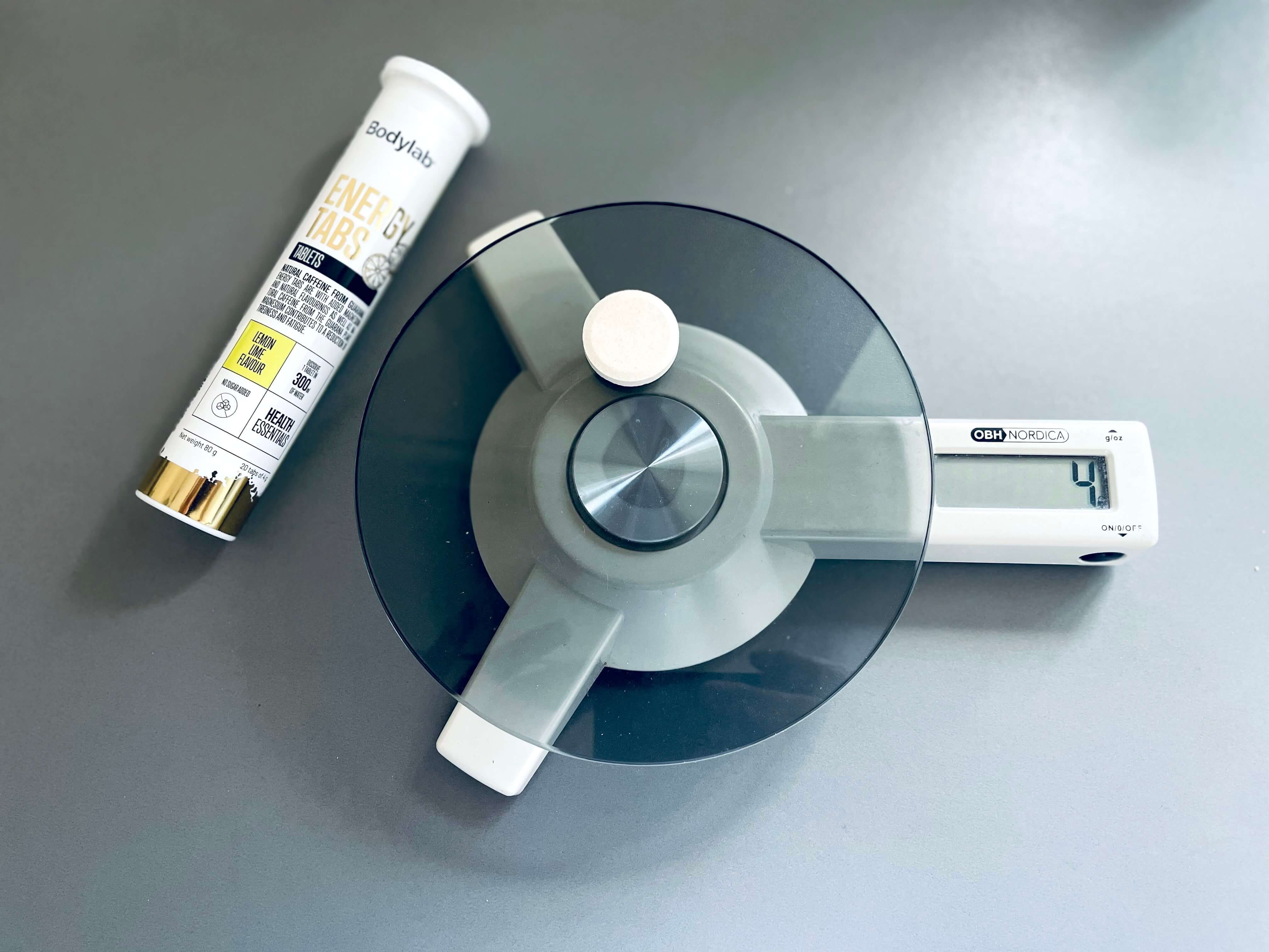 Bodylab Energy Tabs på vægt
