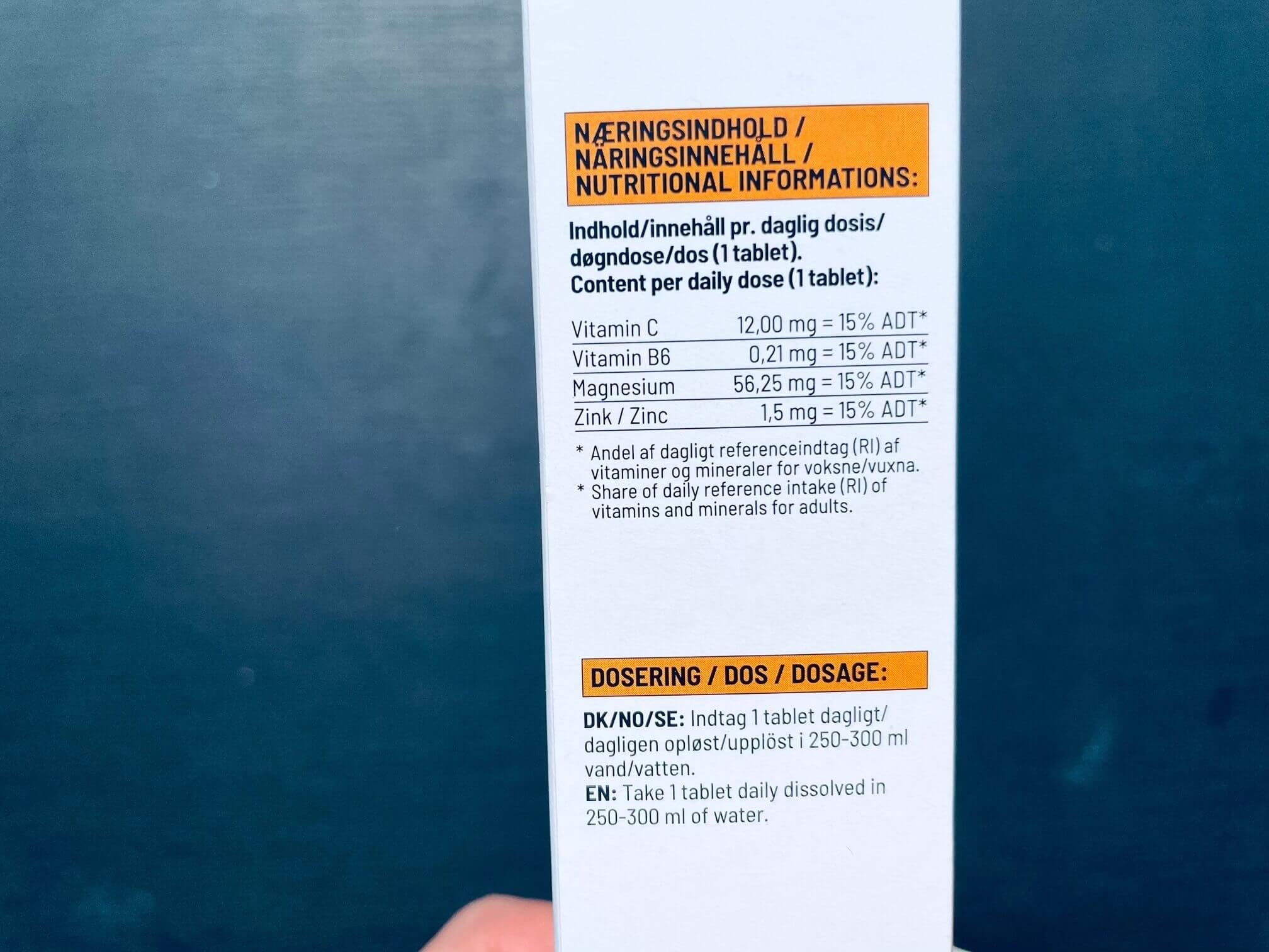 Bodylab Vitamin Tabs næringsindhold