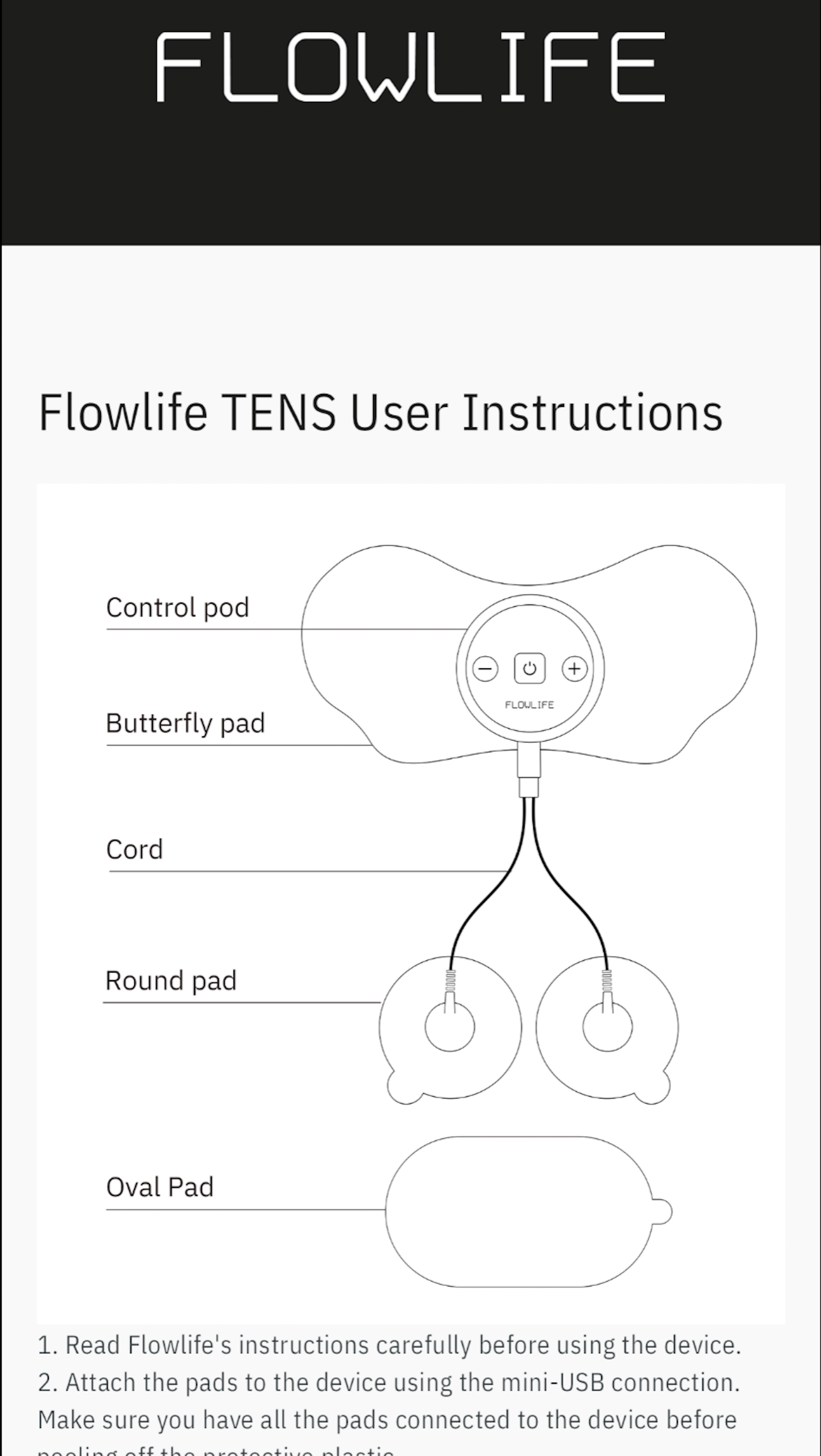 Brugervejledning i app til Flowlife Flowtens Connect