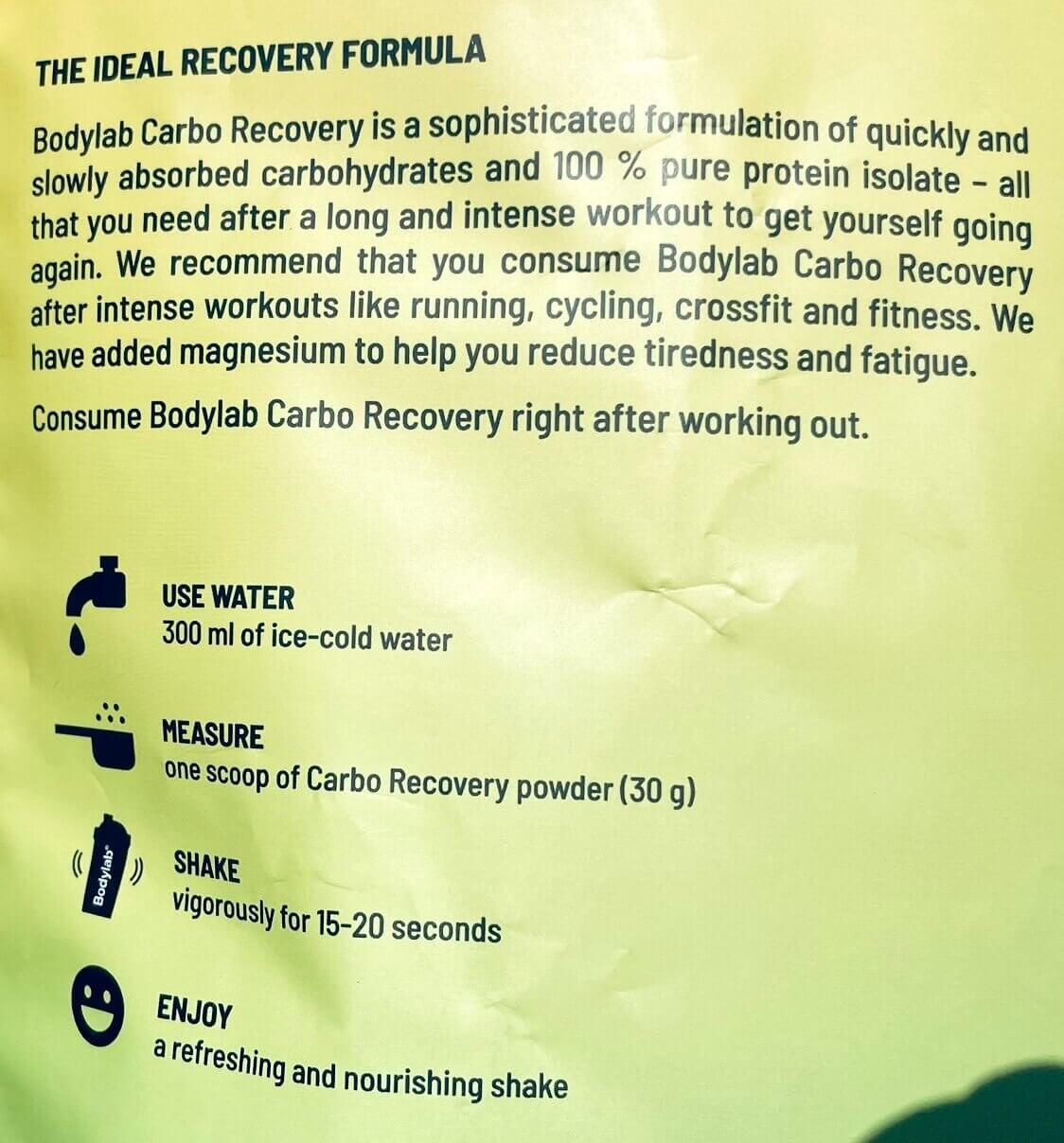 Brugsanvisning af Bodylab Carbo Recovery