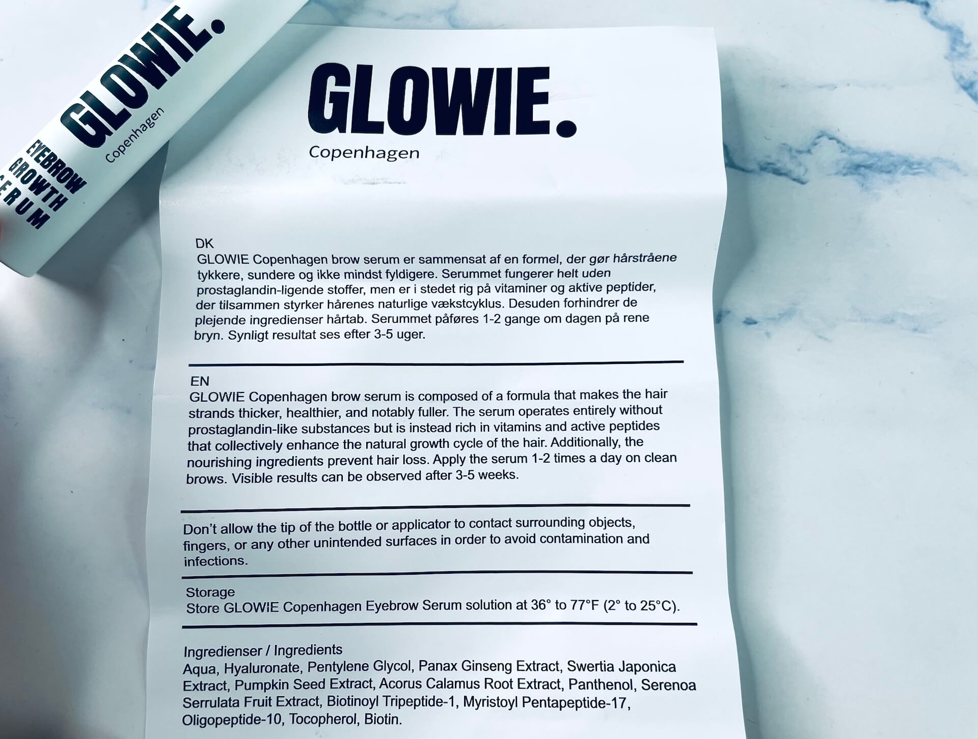 Brugsanvisning til Glowie Eyebrow Growth Serum
