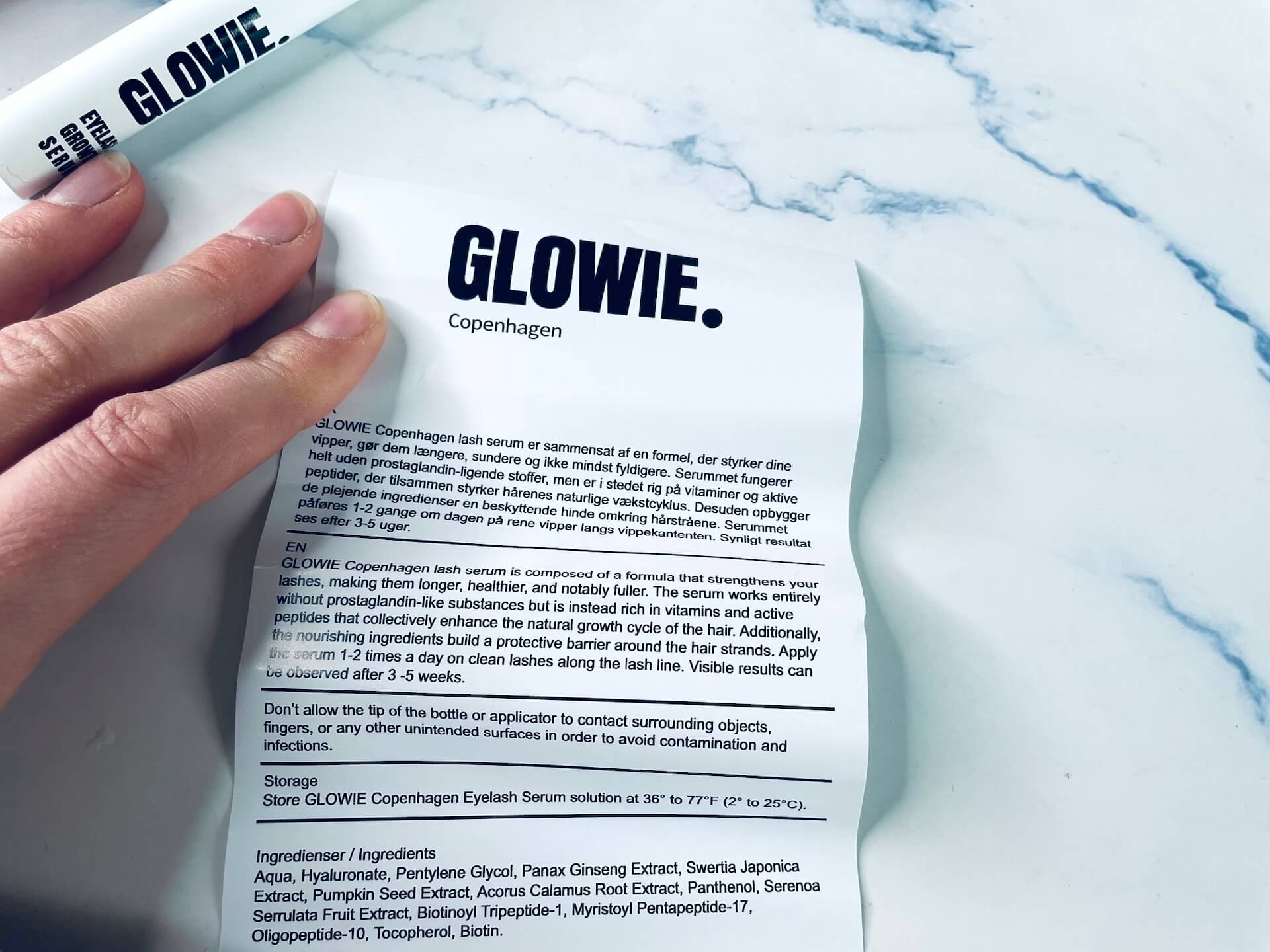 Brugsanvisning til Glowie Eyelash Growth Serum