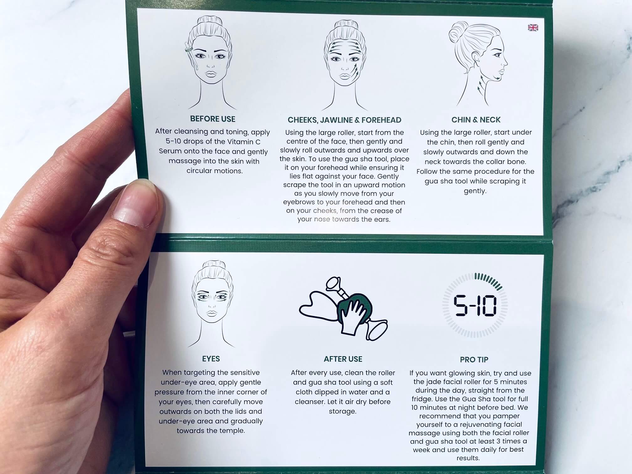Brugsanvisning til gua sha sæt