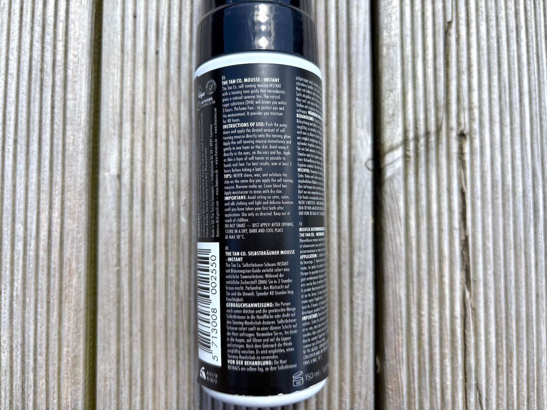 Brugsanvisning til The Tan Co Instant Dark Selvbruner Mousse