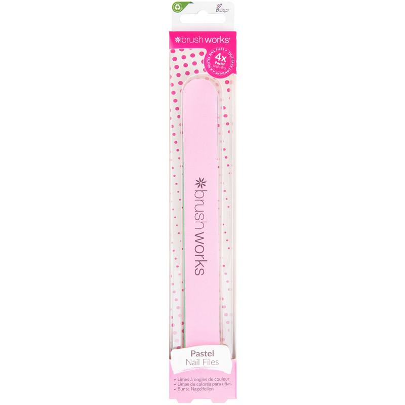 Brushworks Pastel Coloured Nail Files 4 Pieces 