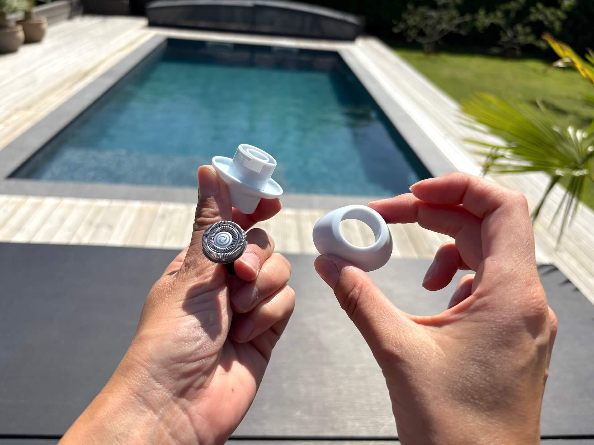 Cirkulære hoved skilt ad til SkySkin Ladyshaver