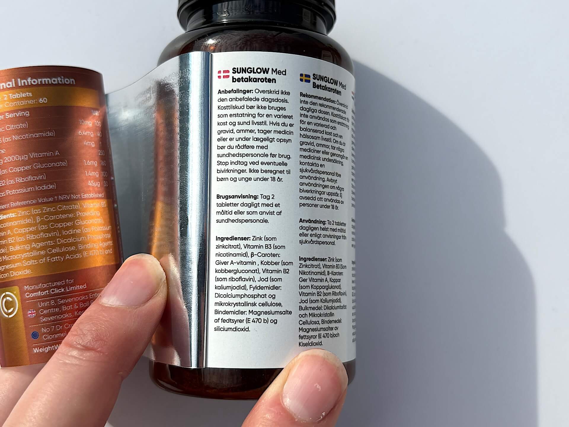 Dansk info på WeightWorld Sunglow selvbruner kosttilskud