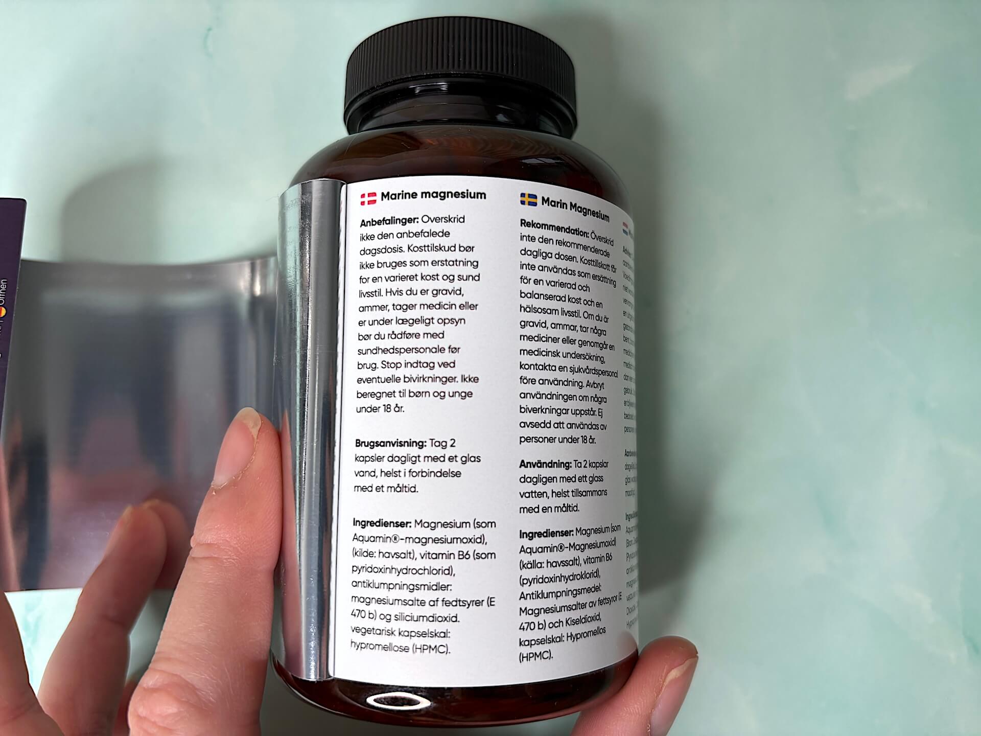 Dansk information på WeightWorld Marine Magnesium + B6