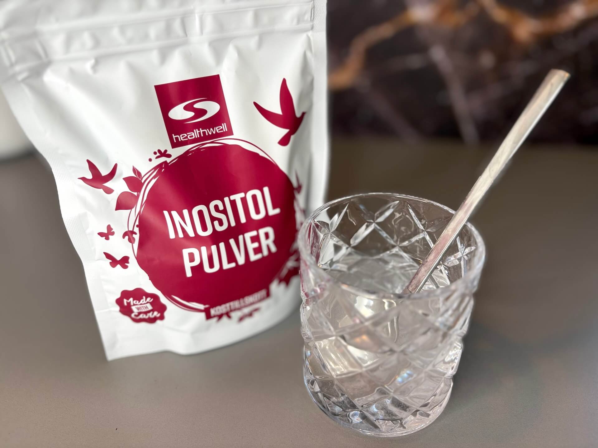 Glas med Healthwell Inositol Pulver