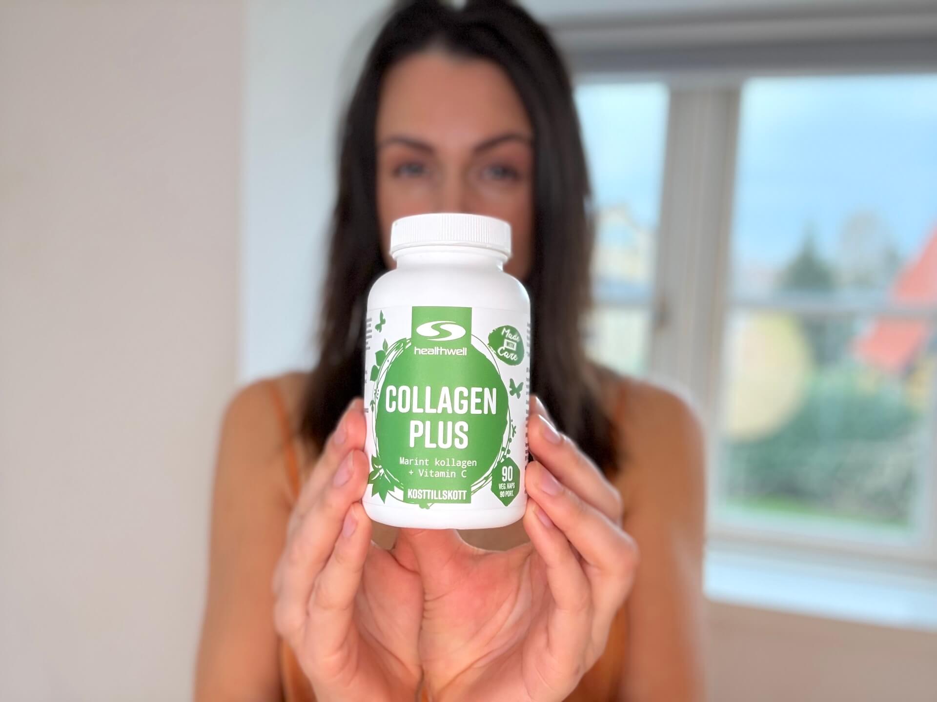 Healthwell Collagen Plus foran kvinde