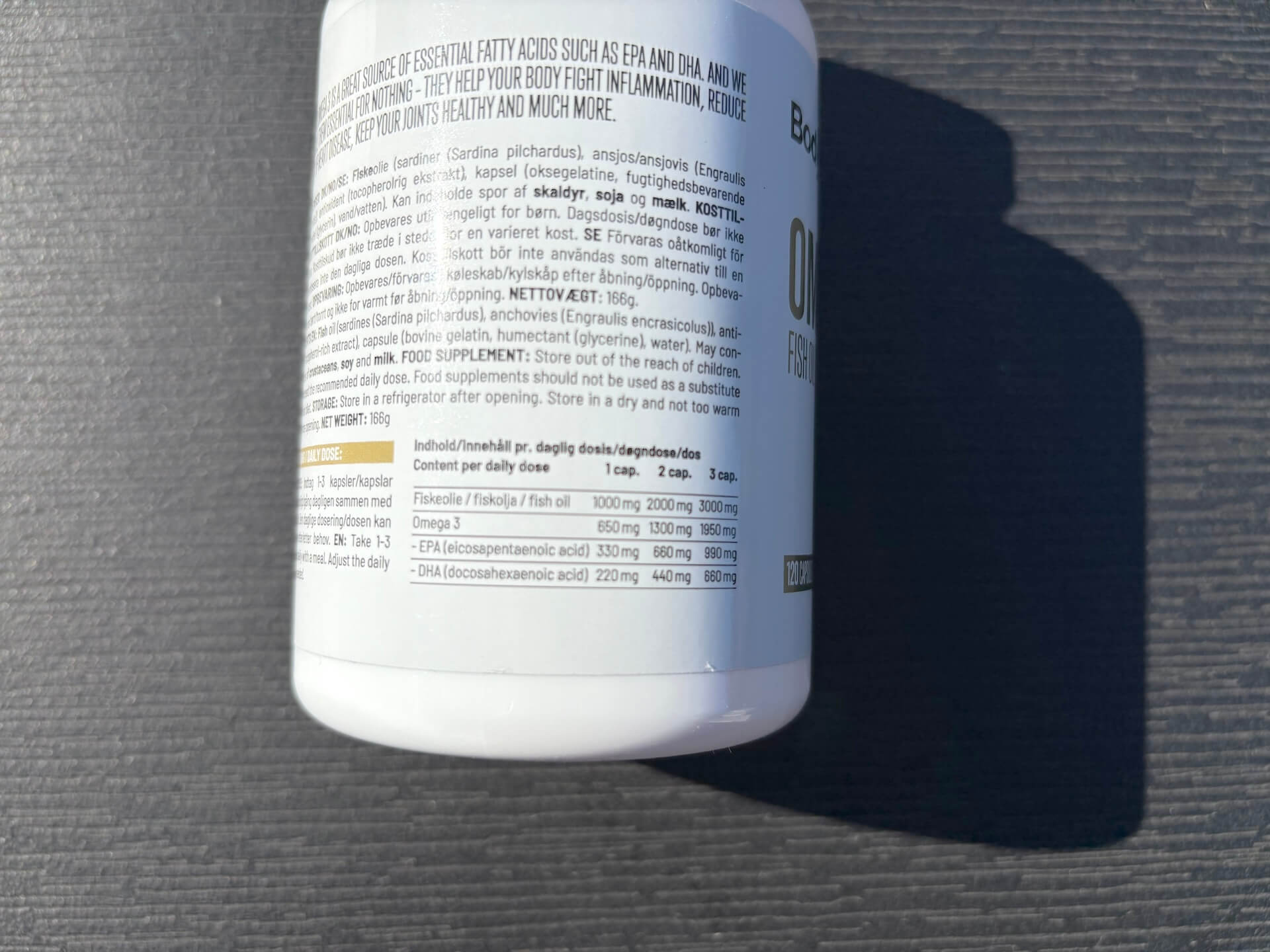 Indhold i Bodylab Omega 3 300mg på bøtte