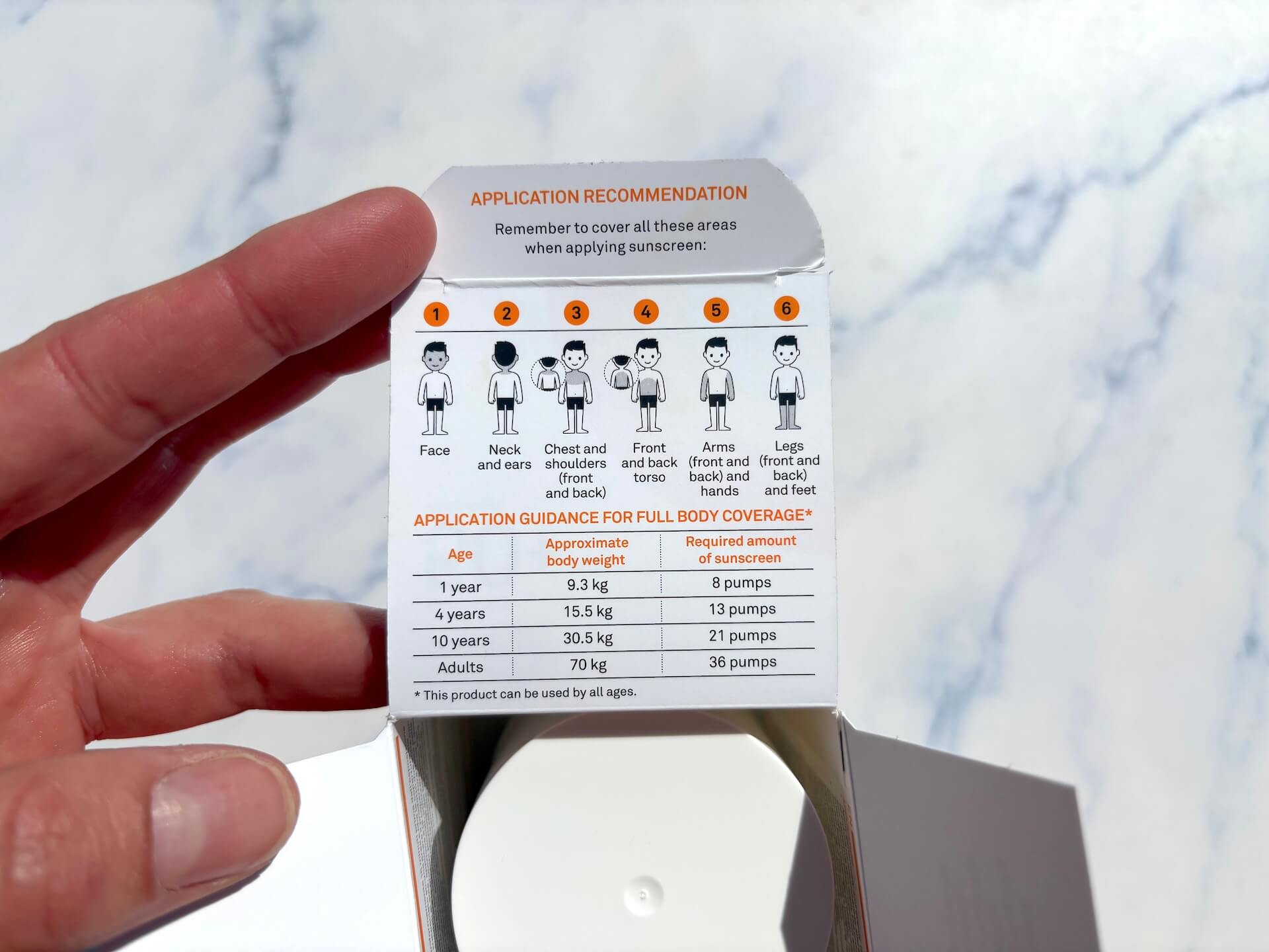 Indsmøringsinfo på P20 Riemann Kids SPF 50+ solcreme til børn