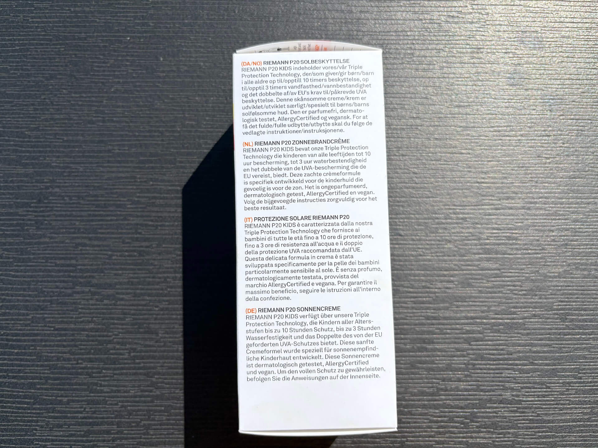 Info på P20 Riemann Kids SPF 50+ solcreme til børn