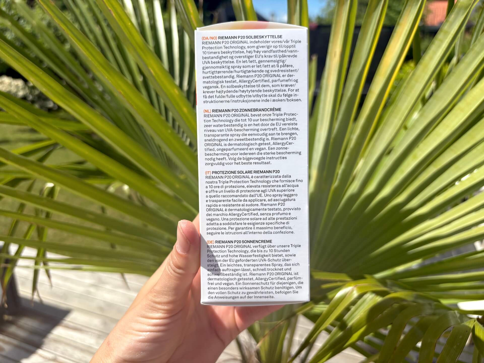 Info på P20 Riemann Original Spray SPF 30 solcreme faktor 30