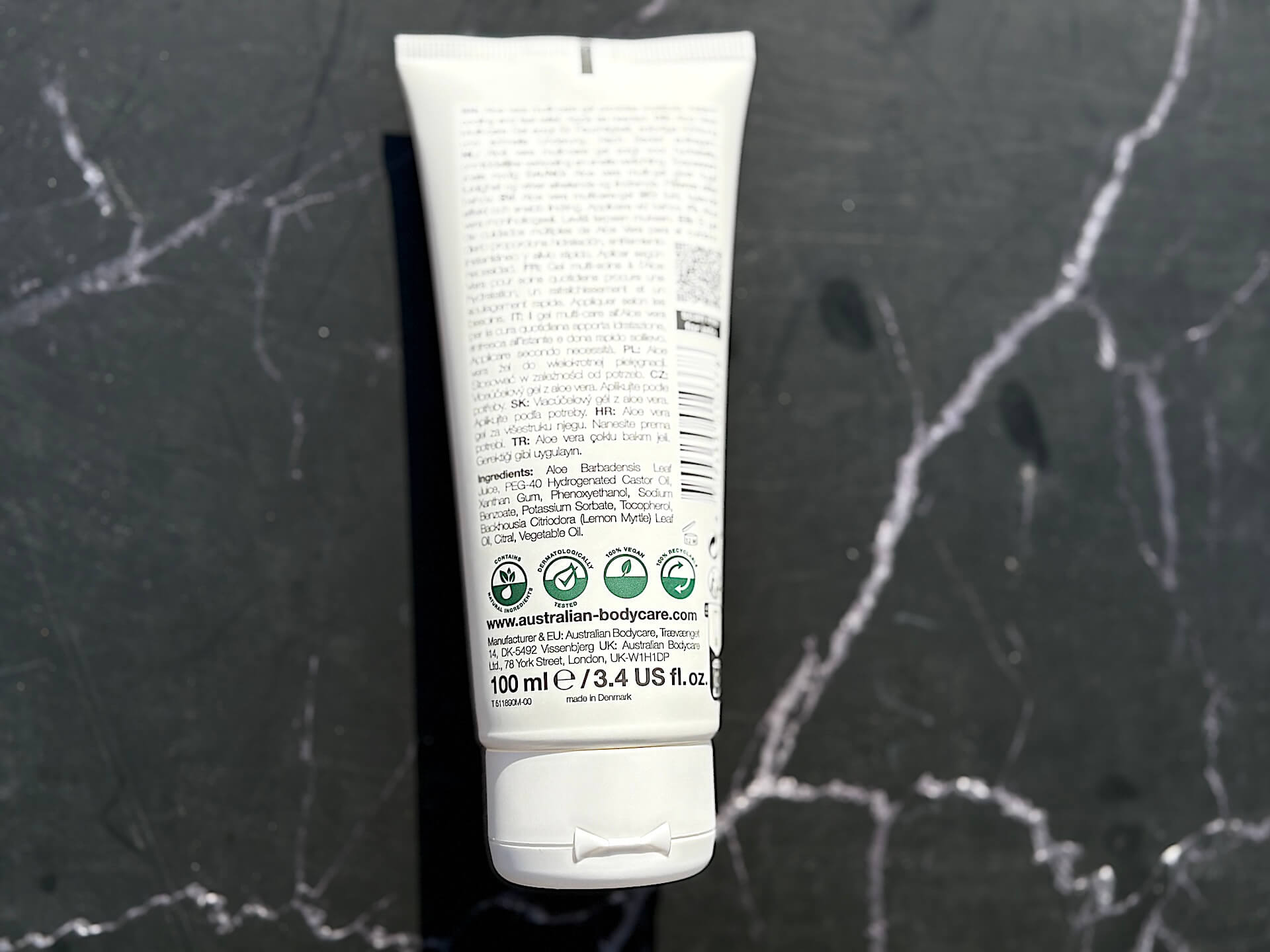 Ingredienser i Australian Bodycare Aloe Vera Gel