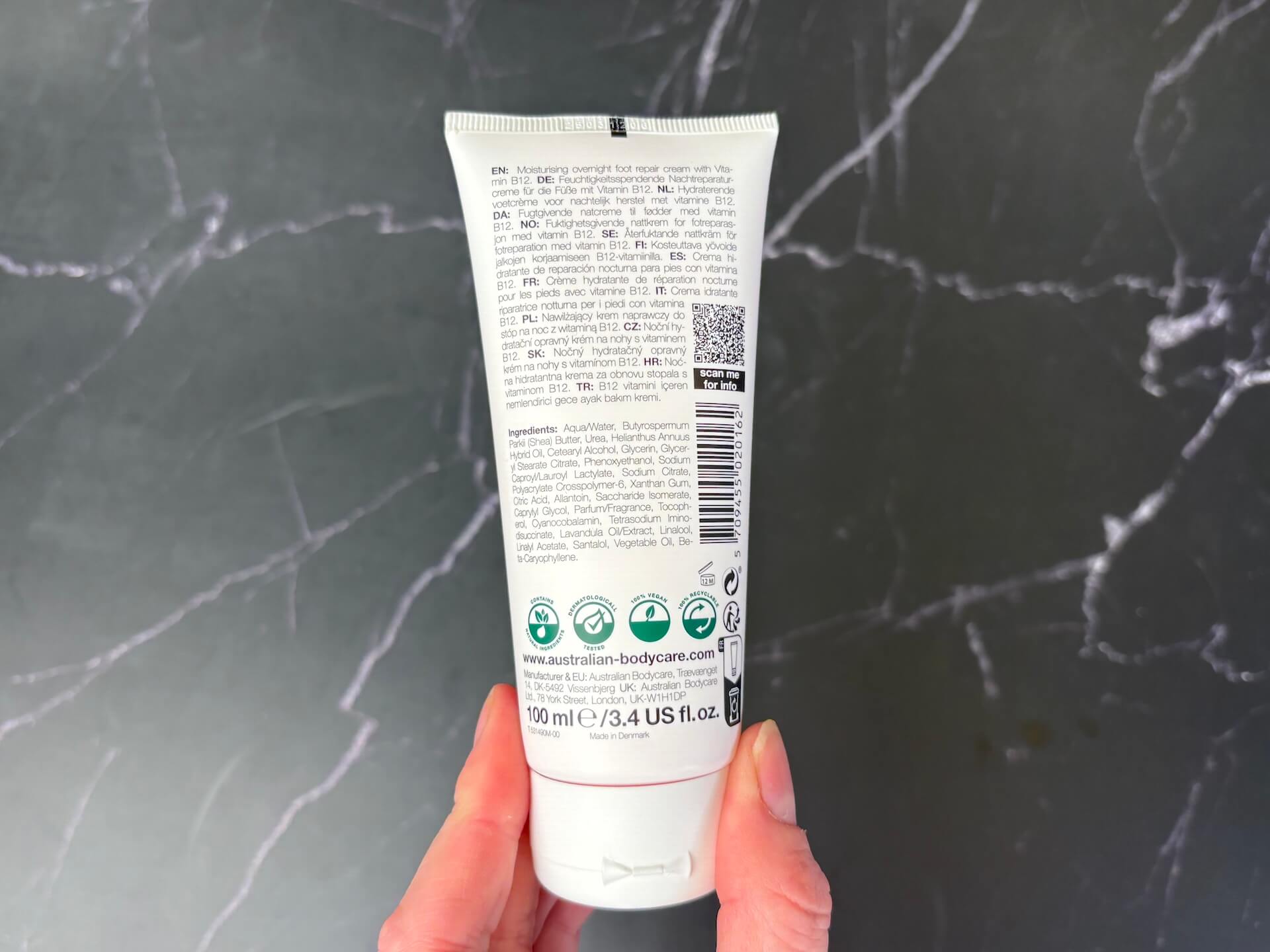 Ingredienser i Australian Bodycare B12 Foot Cream