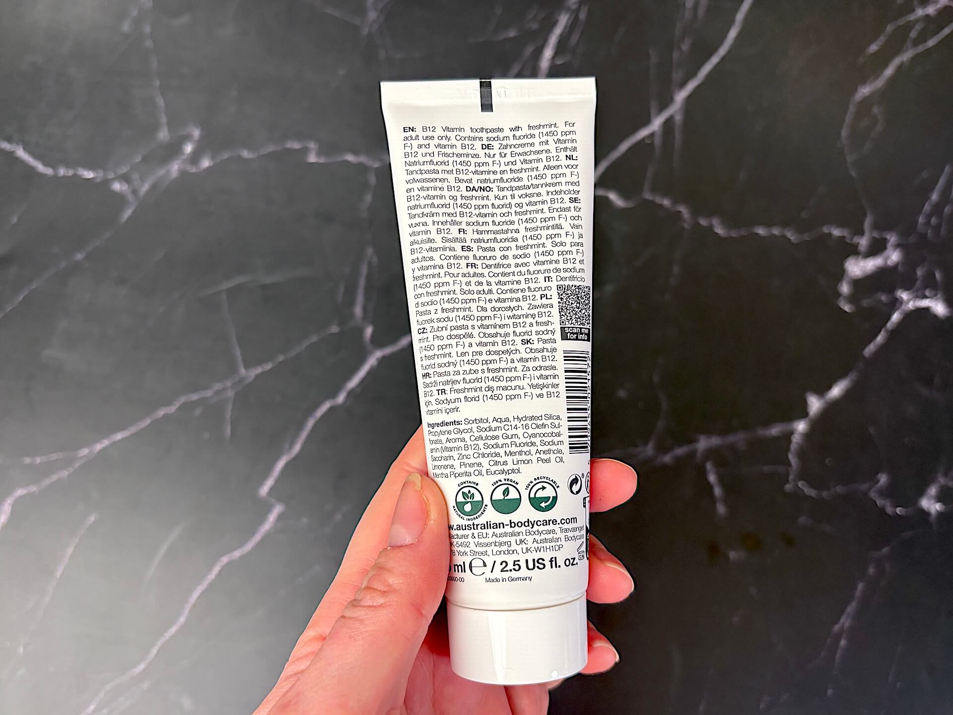Ingredienser i Australian Bodycare B12 Tooth Paste