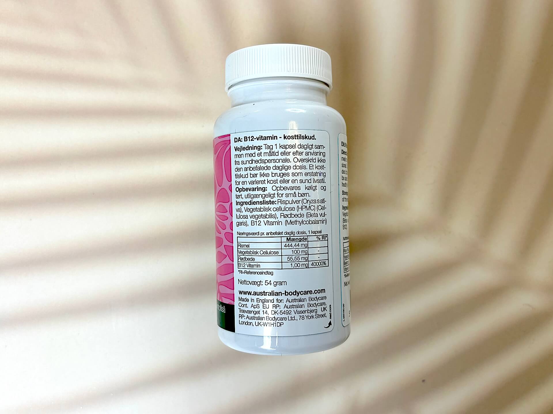 Ingredienser i Australian Bodycare B12 Vitamins