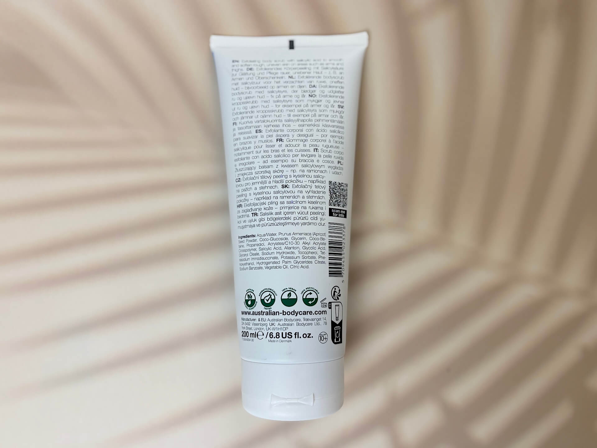 Ingredienser i Australian Bodycare Salicylic Acid Keratosis Scrub