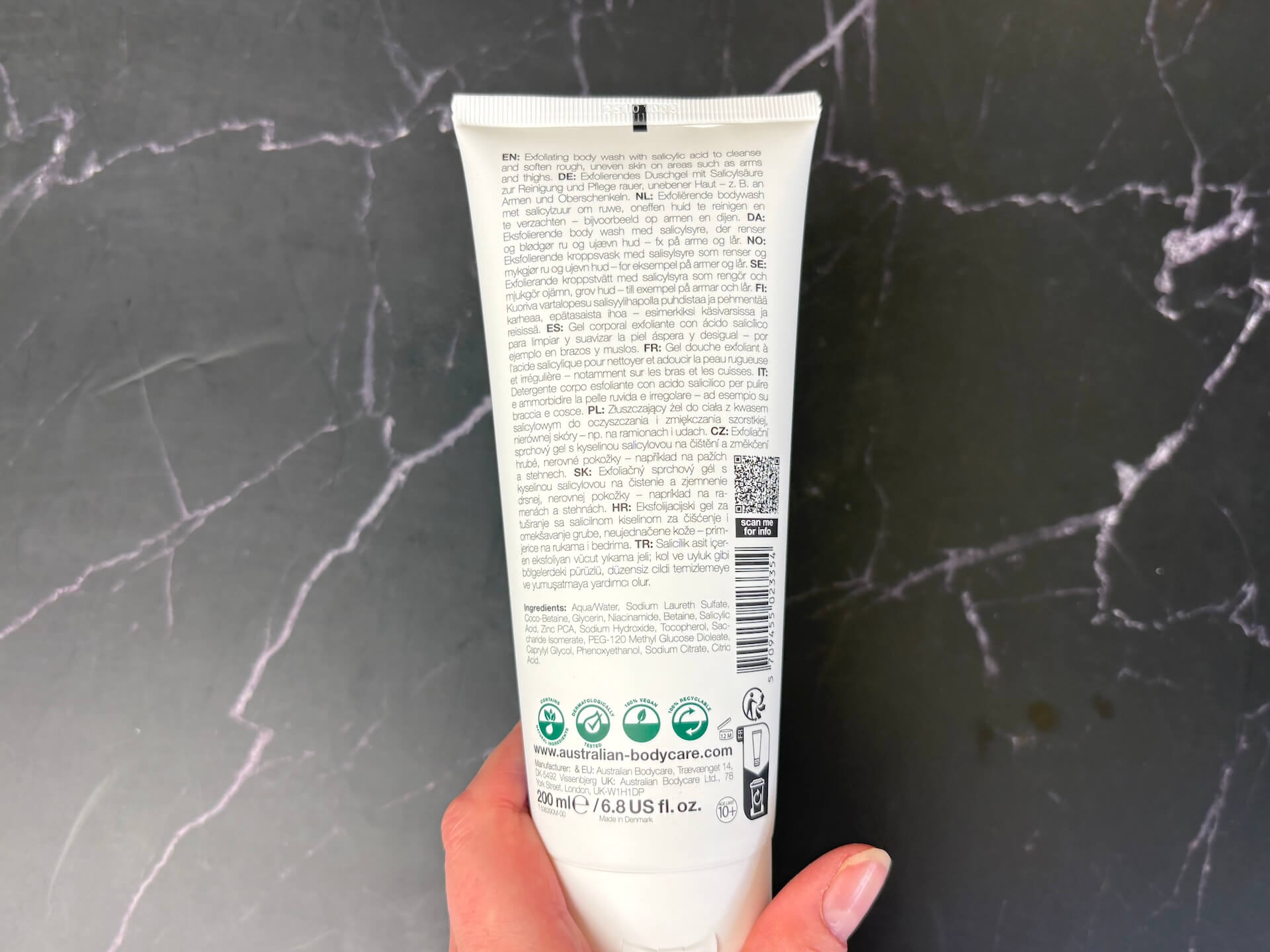 Ingredienser i Australian Bodycare Salicylic Acid Keratosis Wash