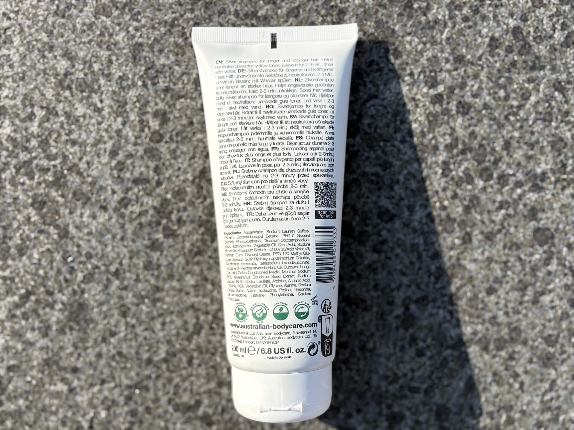 Ingredienser i Australian Bodycare Silver Shampoo