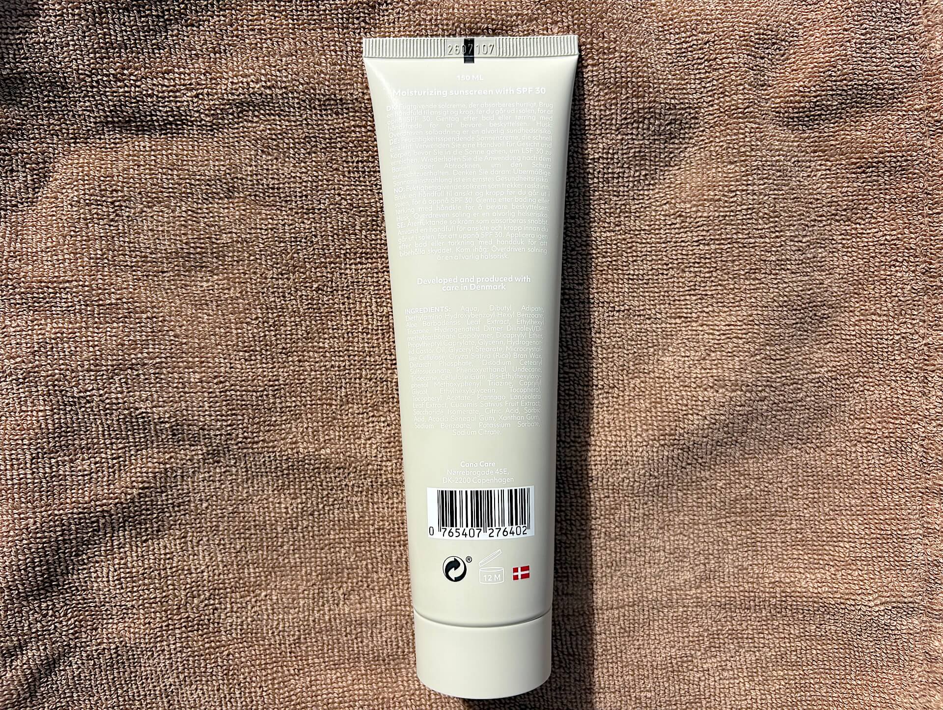 Ingredienser i Cana Care PROTECT Sun Lotion SPF30