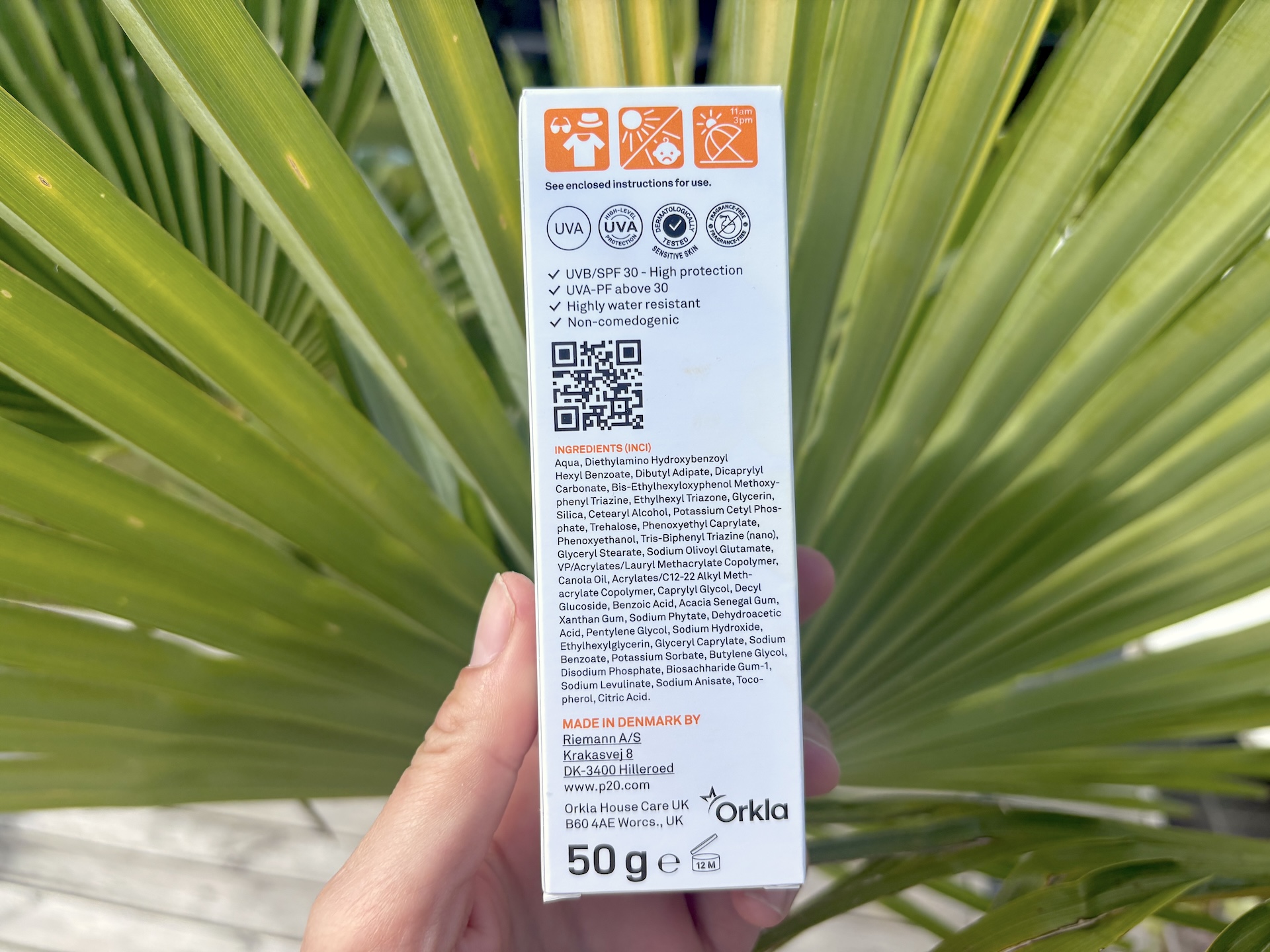 Ingredienser i P20 Riemann Original Face SPF 30
