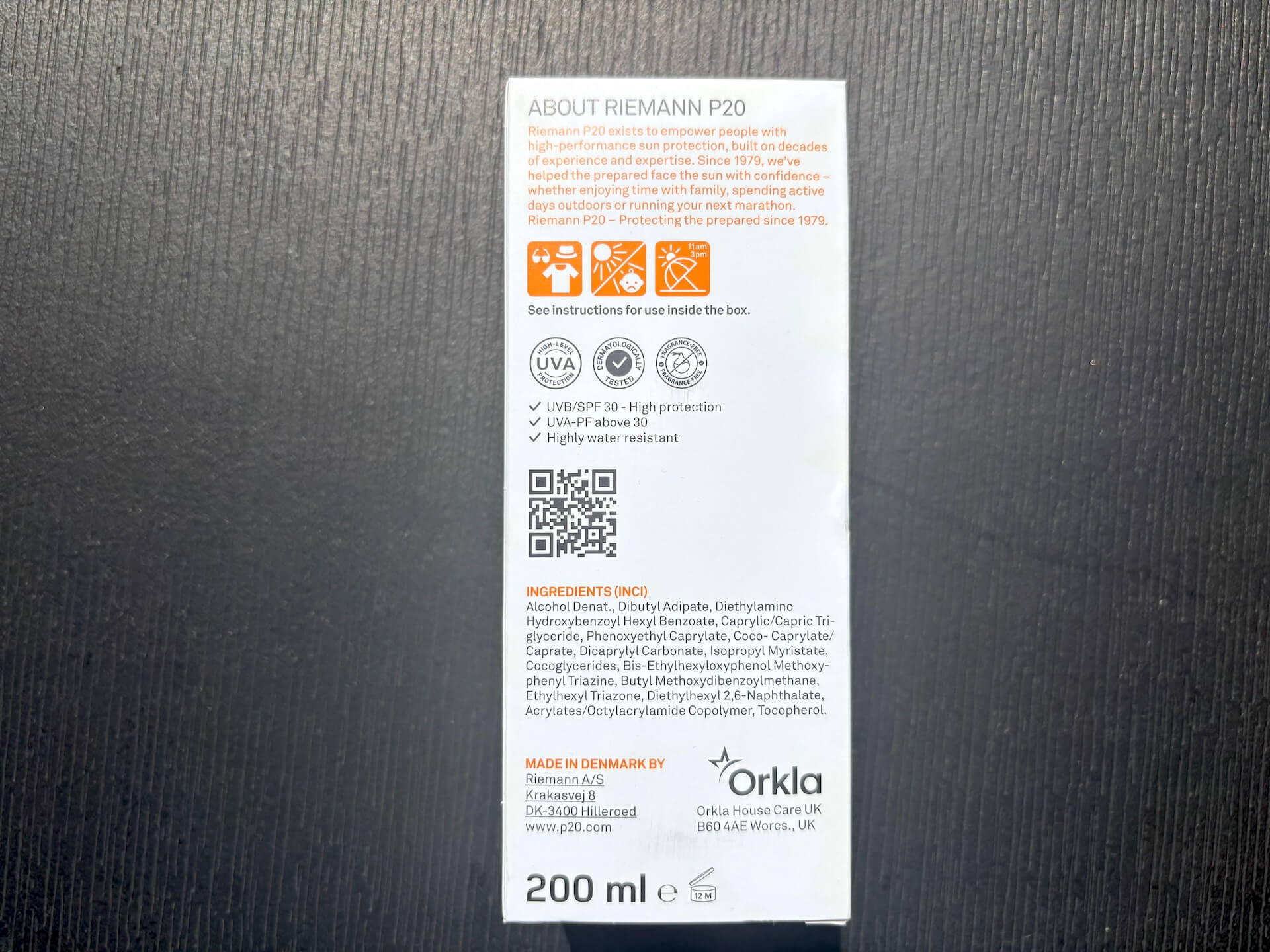 Ingredienser i P20 Riemann Original Spray SPF 30 solcreme faktor 30